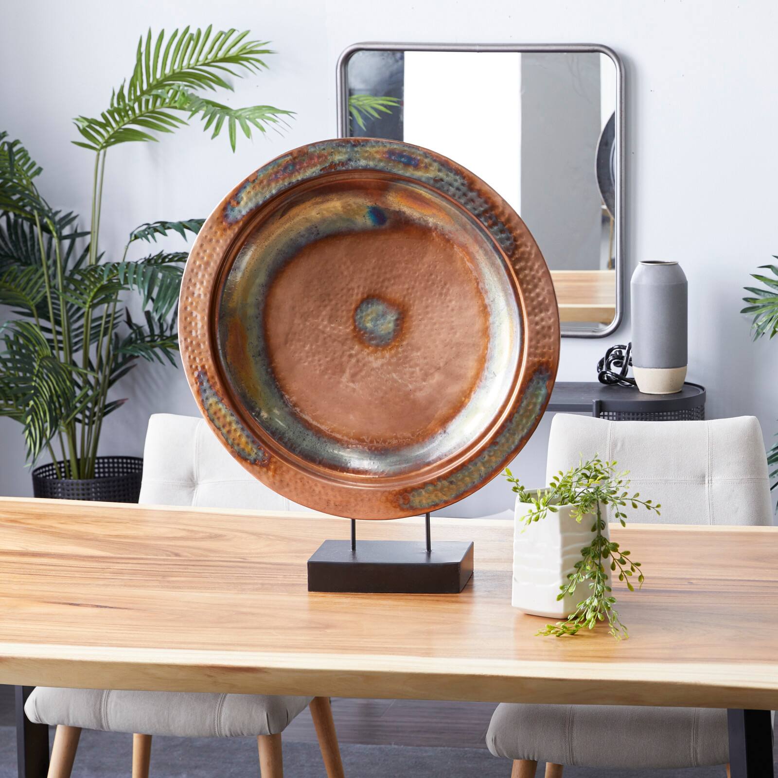 29.5" Copper Metal Round Charger Plate Sculpture