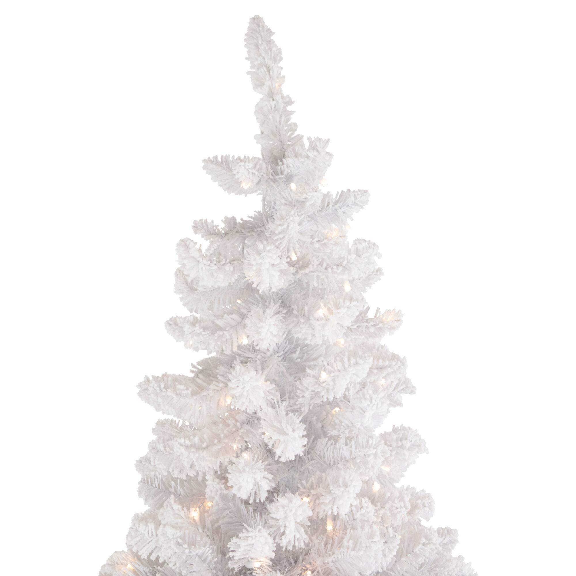 9ft. Pre-Lit Flocked Norway Pine Artificial Christmas Tree, Warm White LED Lights