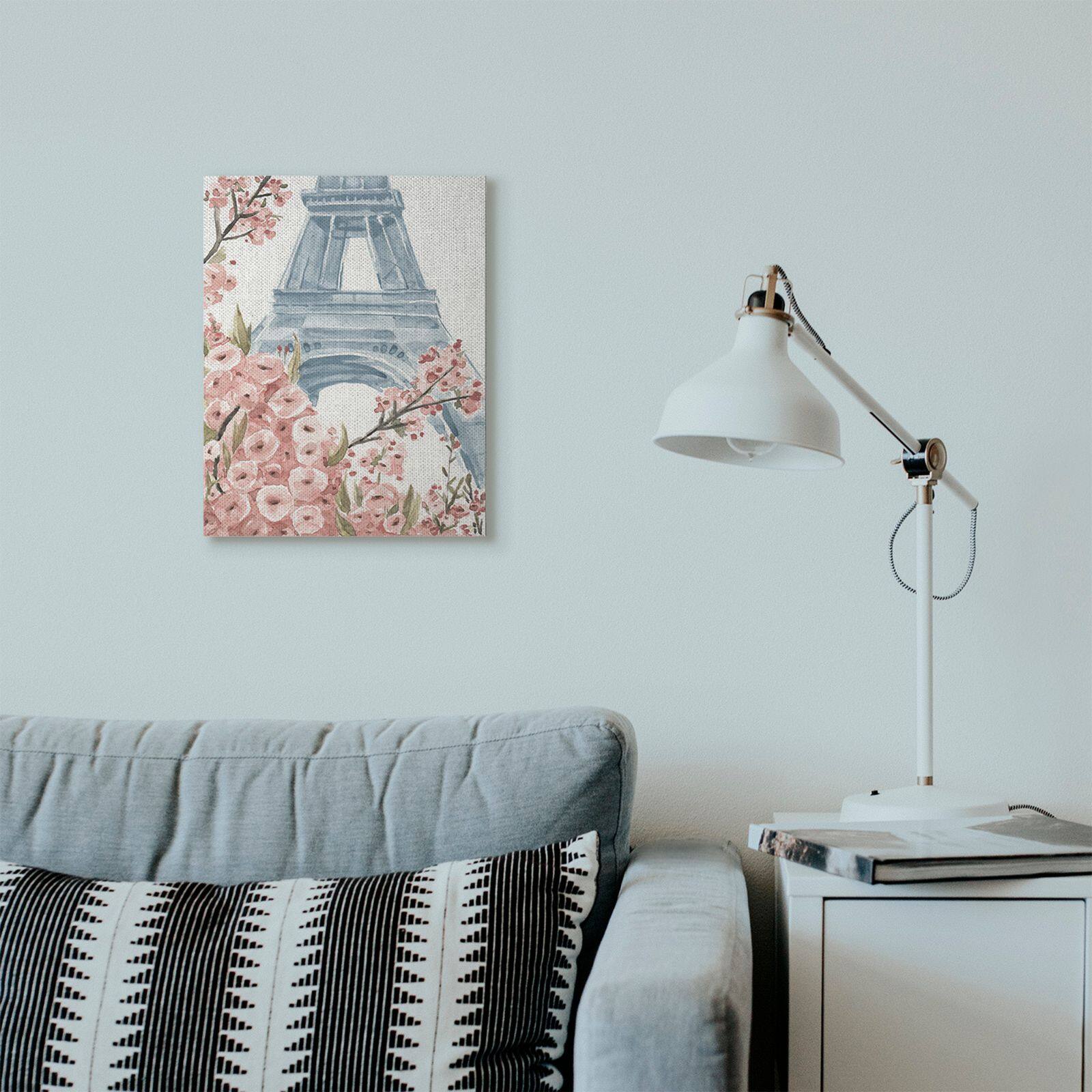 Stupell Industries Pink & Blue Paris Flowers Eiffel Tower Painting Wall Accent