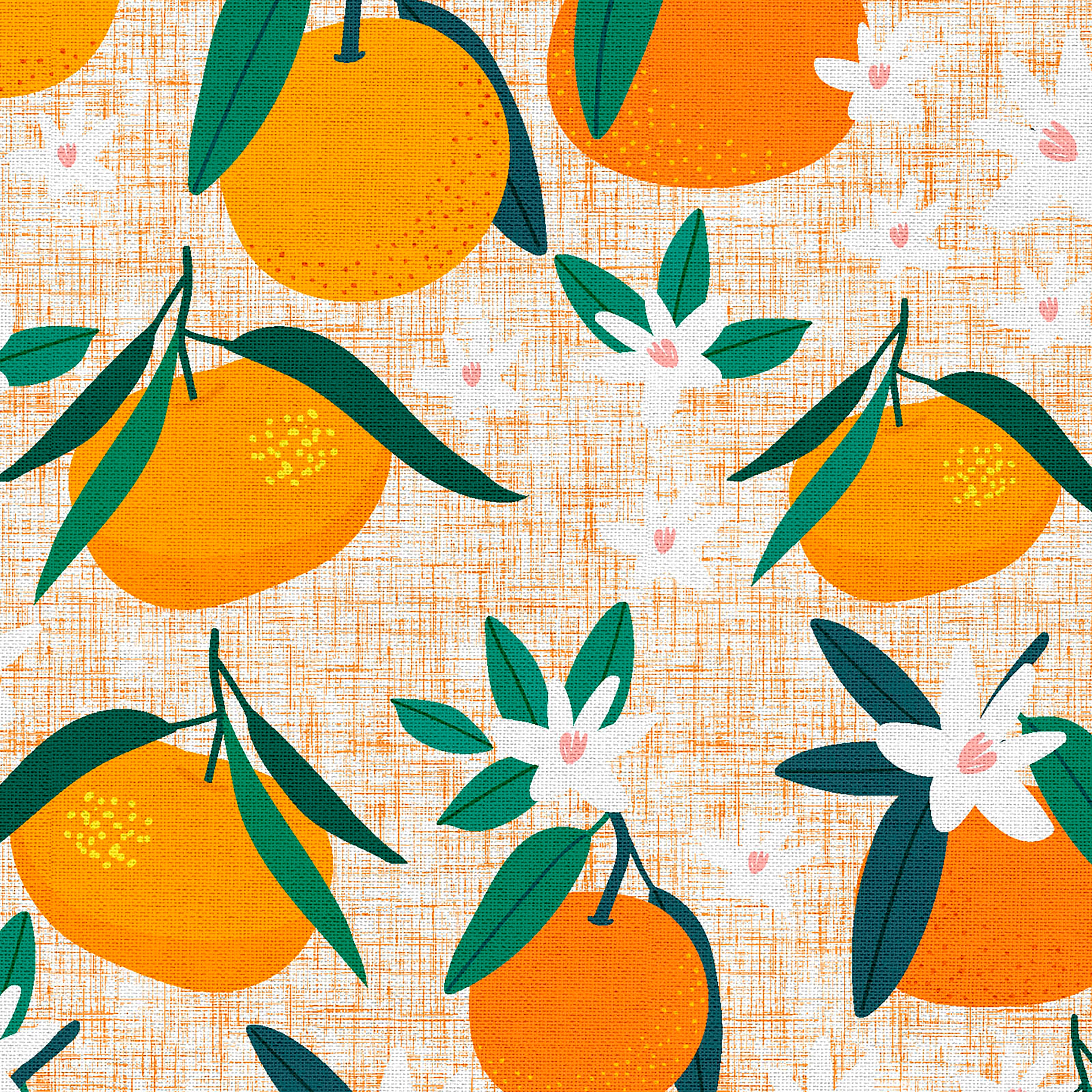 Madcap Cottage Prints Charming Orange Blooms Cotton Fabric