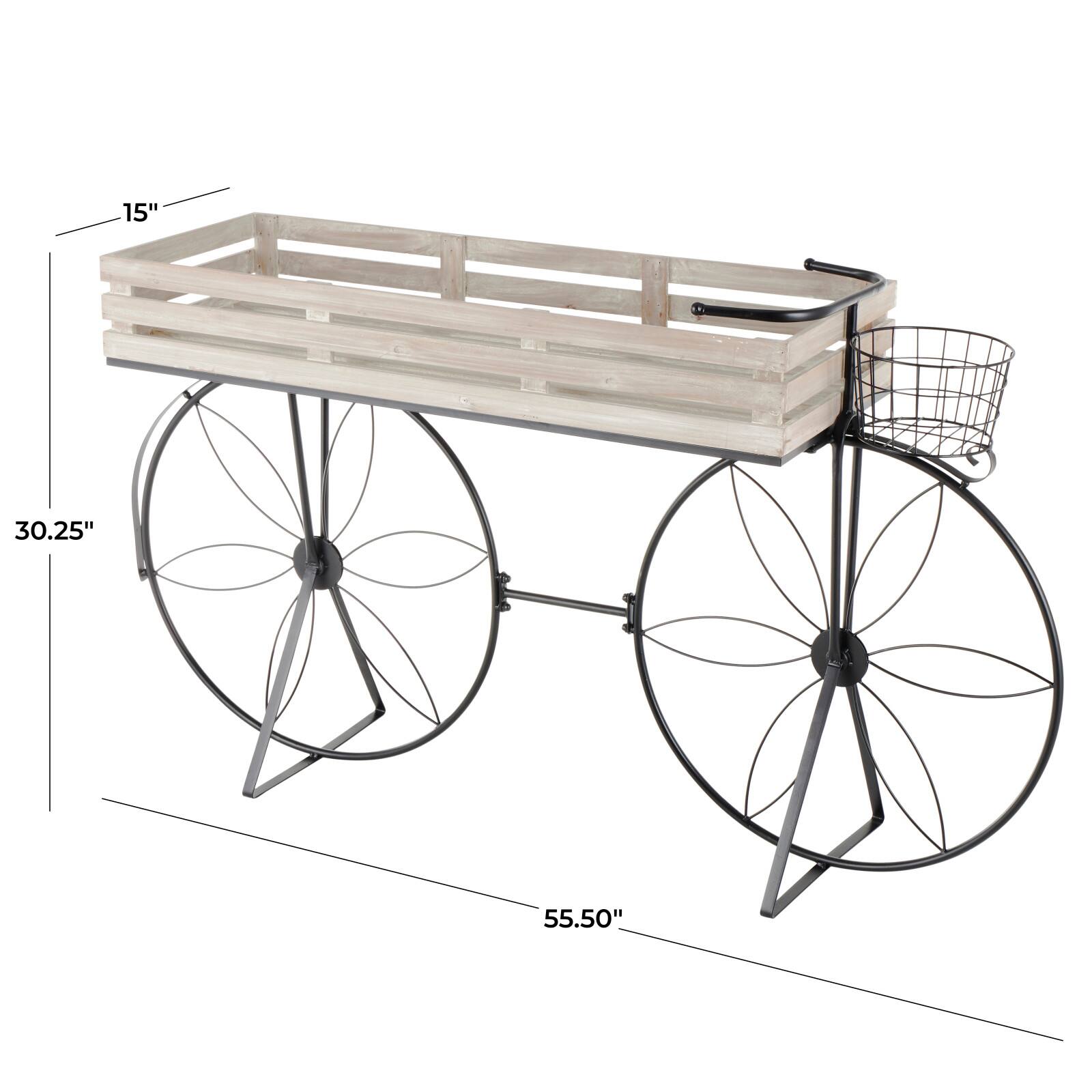 56" Cream Metal Floral Plantstand