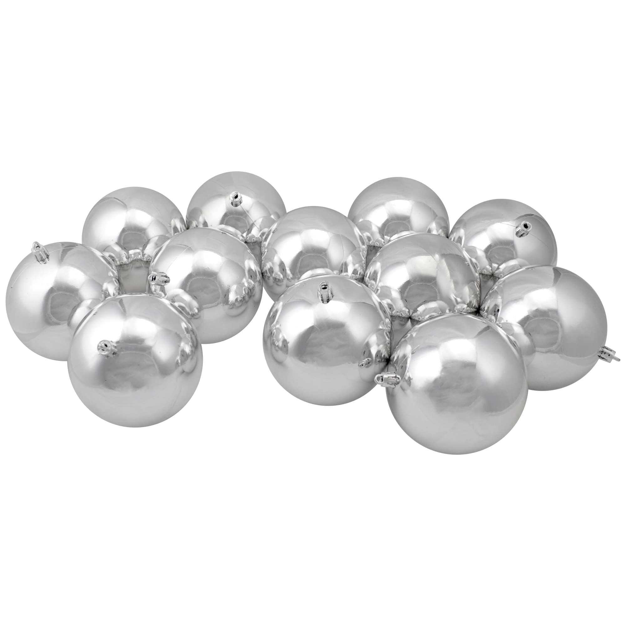 12ct. 4&#x22; Shiny Silver Shatterproof Ball Ornaments