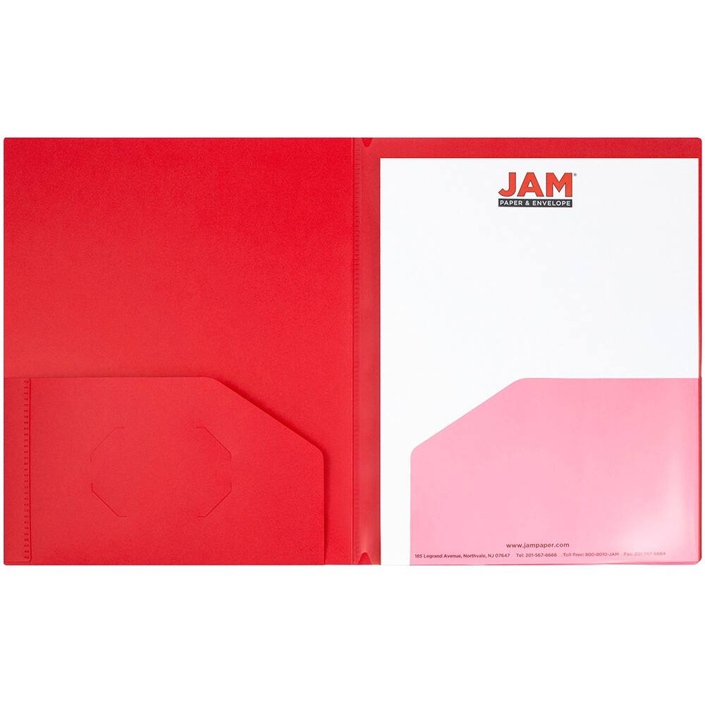 JAM Paper Heavy Duty Plastic 6-Pocket Folder, 2ct.