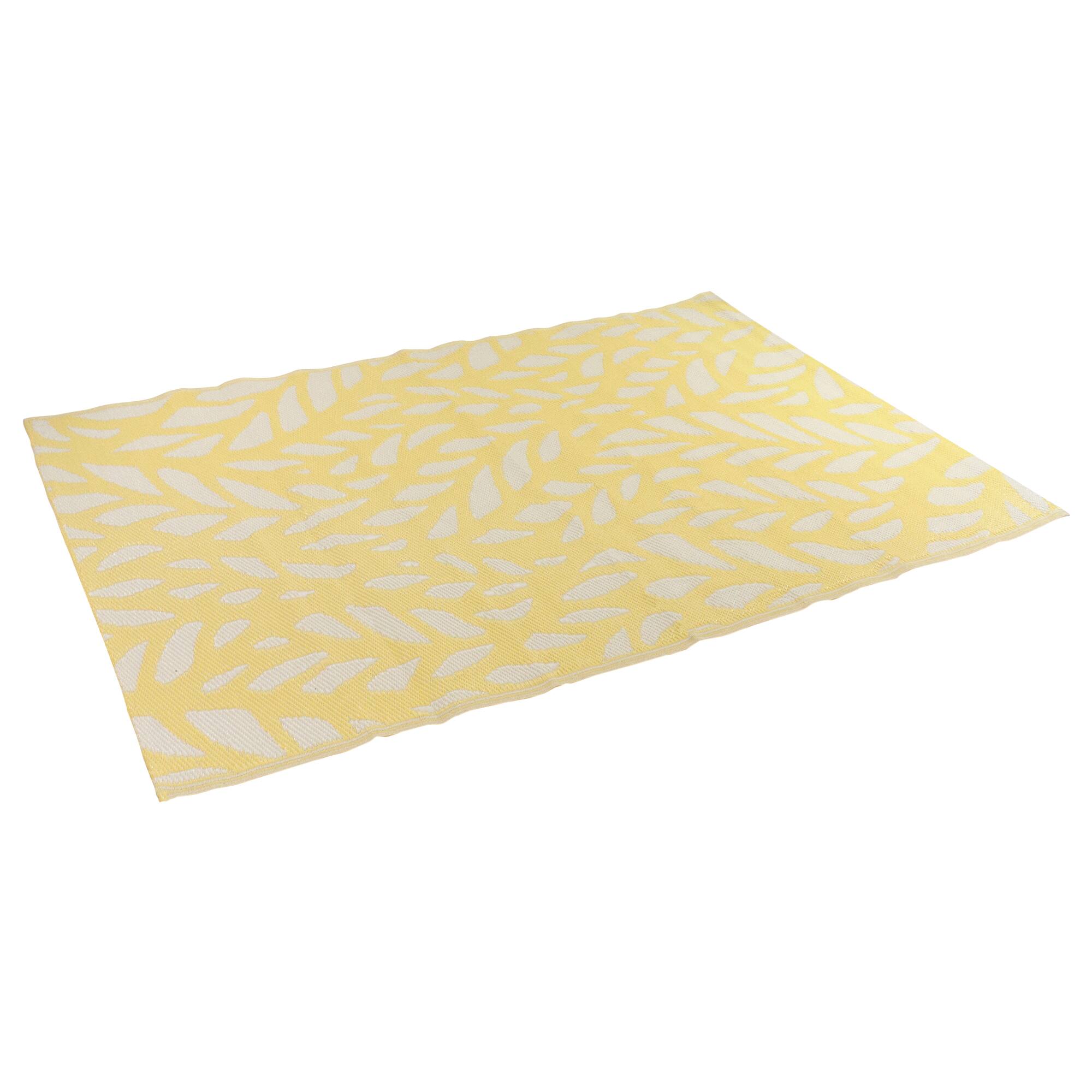 Yellow &#x26; White Floral Rectangular Outdoor Area Rug, 4ft. x 6ft.