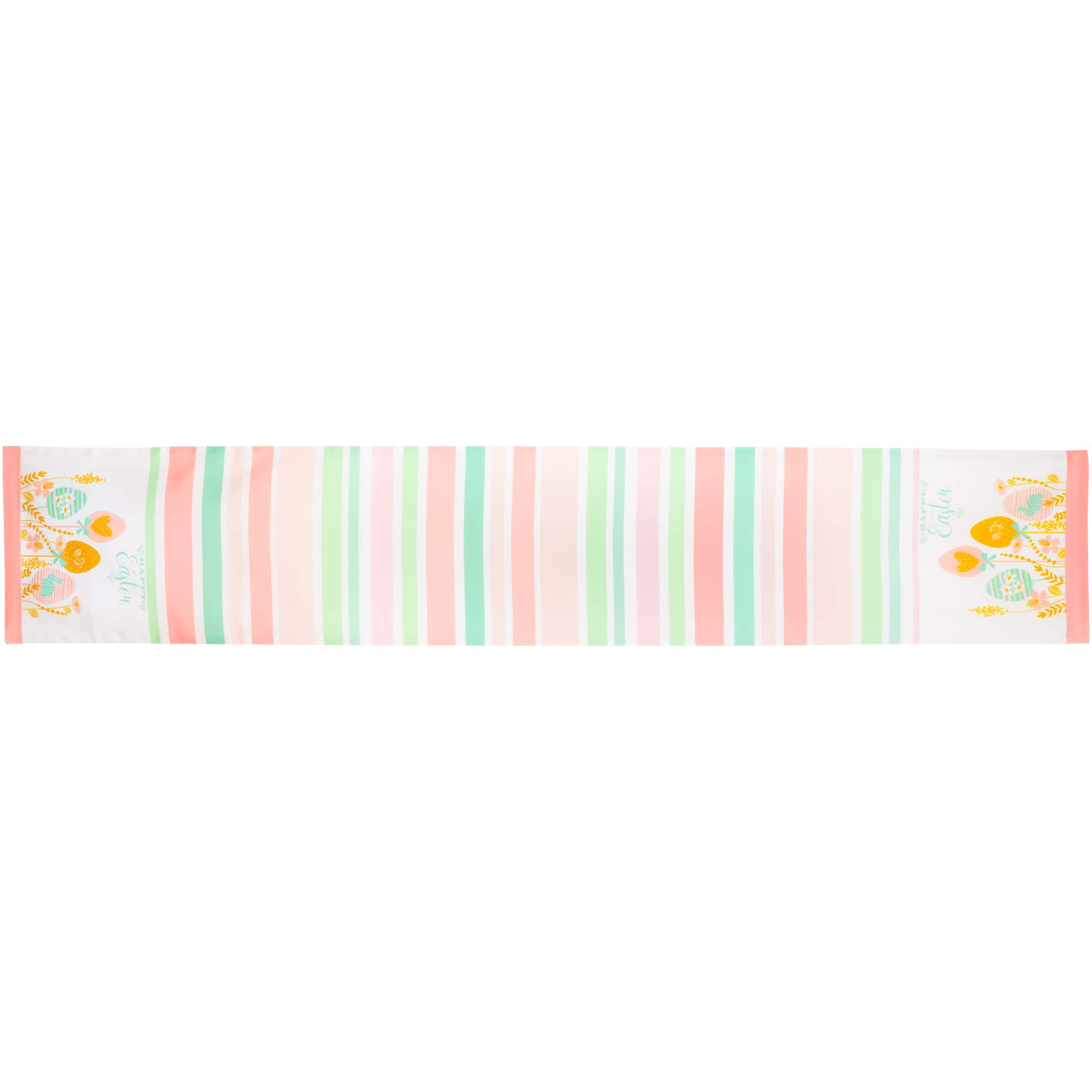72&#x22; Pastel Happy Easter Striped Table Runner