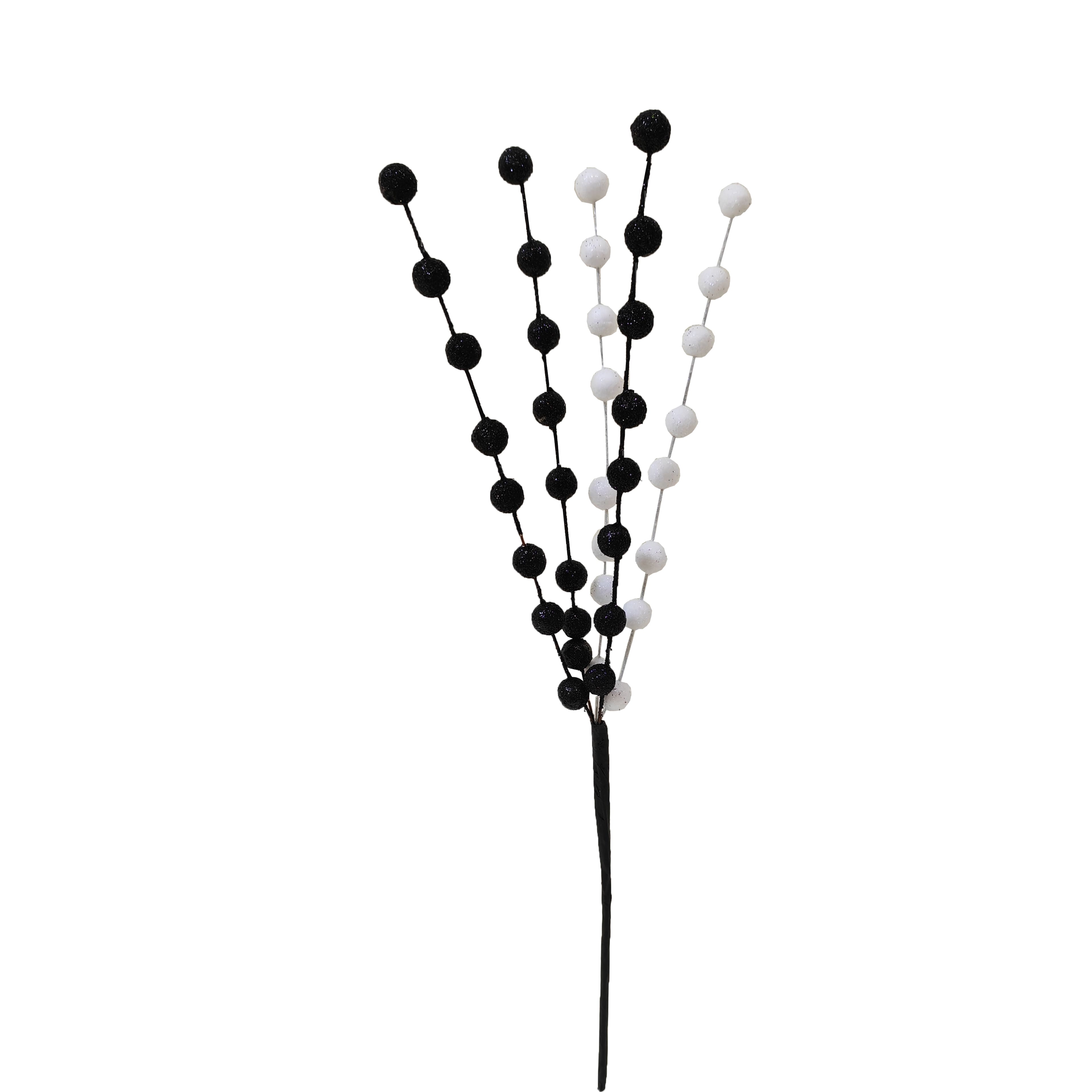 14.5&#x22; Glittery Black &#x26; White Berry Pick by Ashland&#xAE;