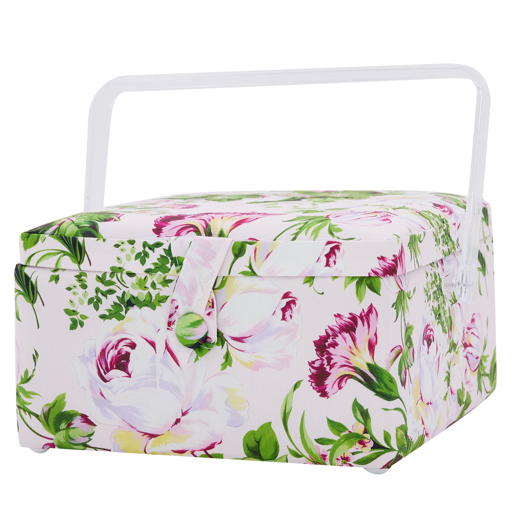 Pink Floral Square Sewing Basket by Loops &#x26; Threads&#xAE;