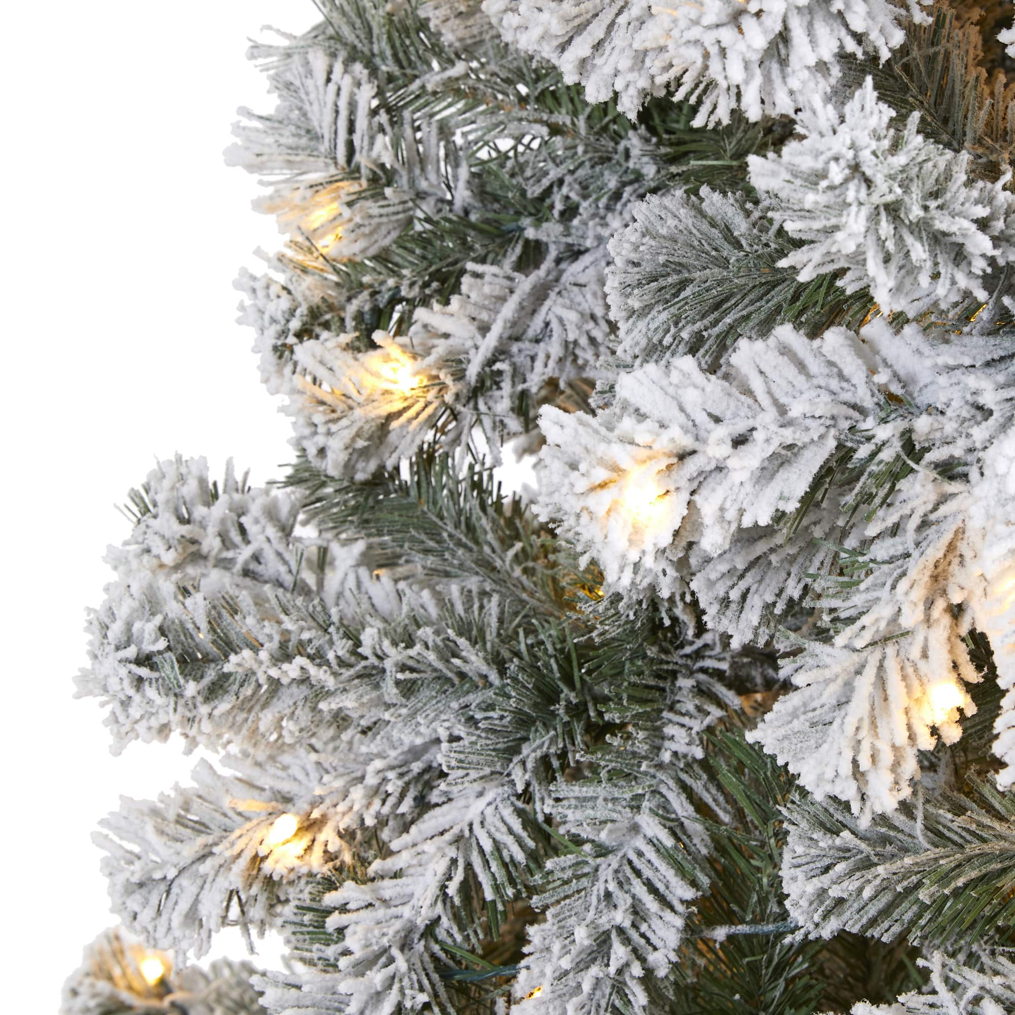 8ft. Pre-Lit Flocked West Virginia Fir Artificial Christmas Tree, Clear ...
