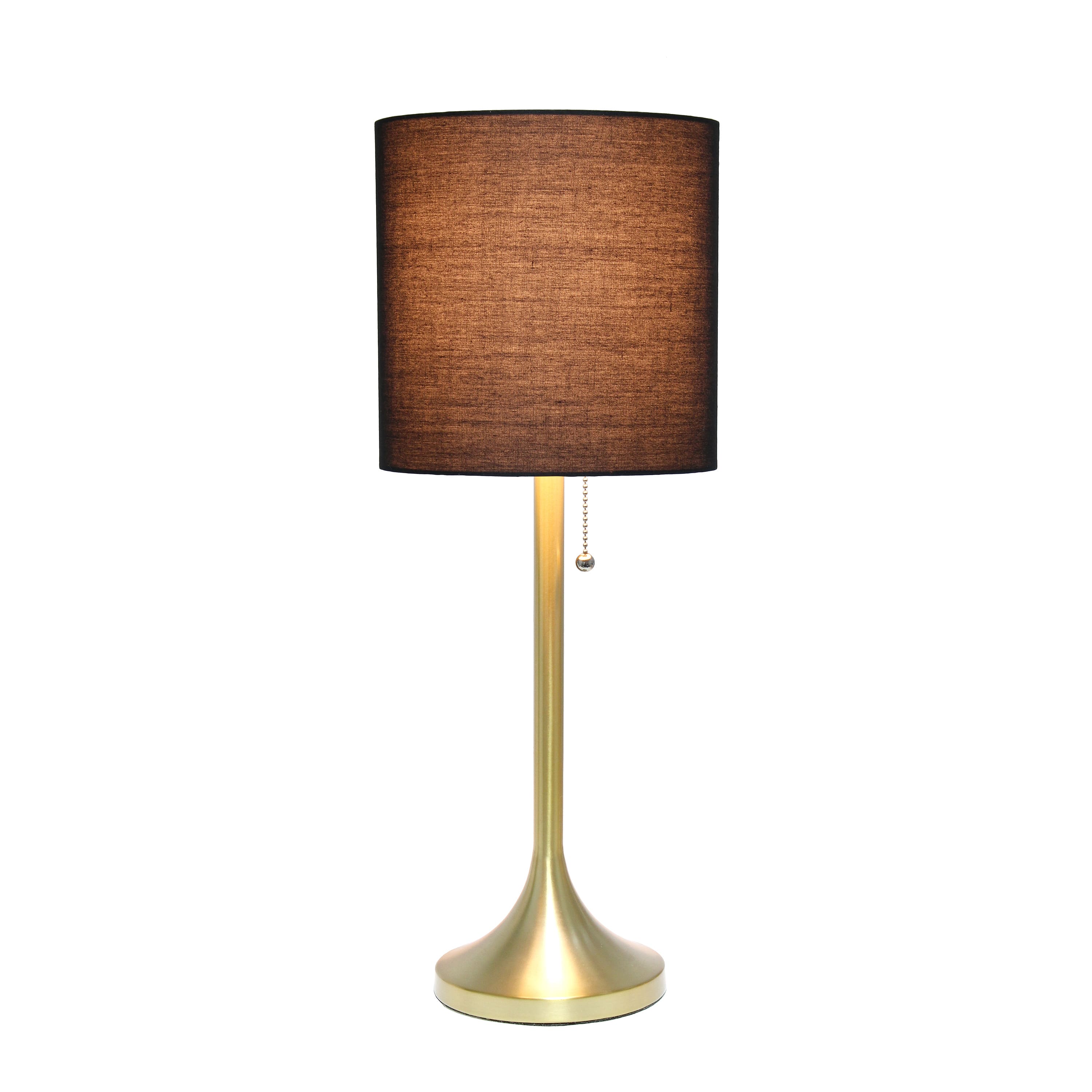 Simple Designs 21.5" Tapered Gold Table Lamp with Fabric Drum Shade