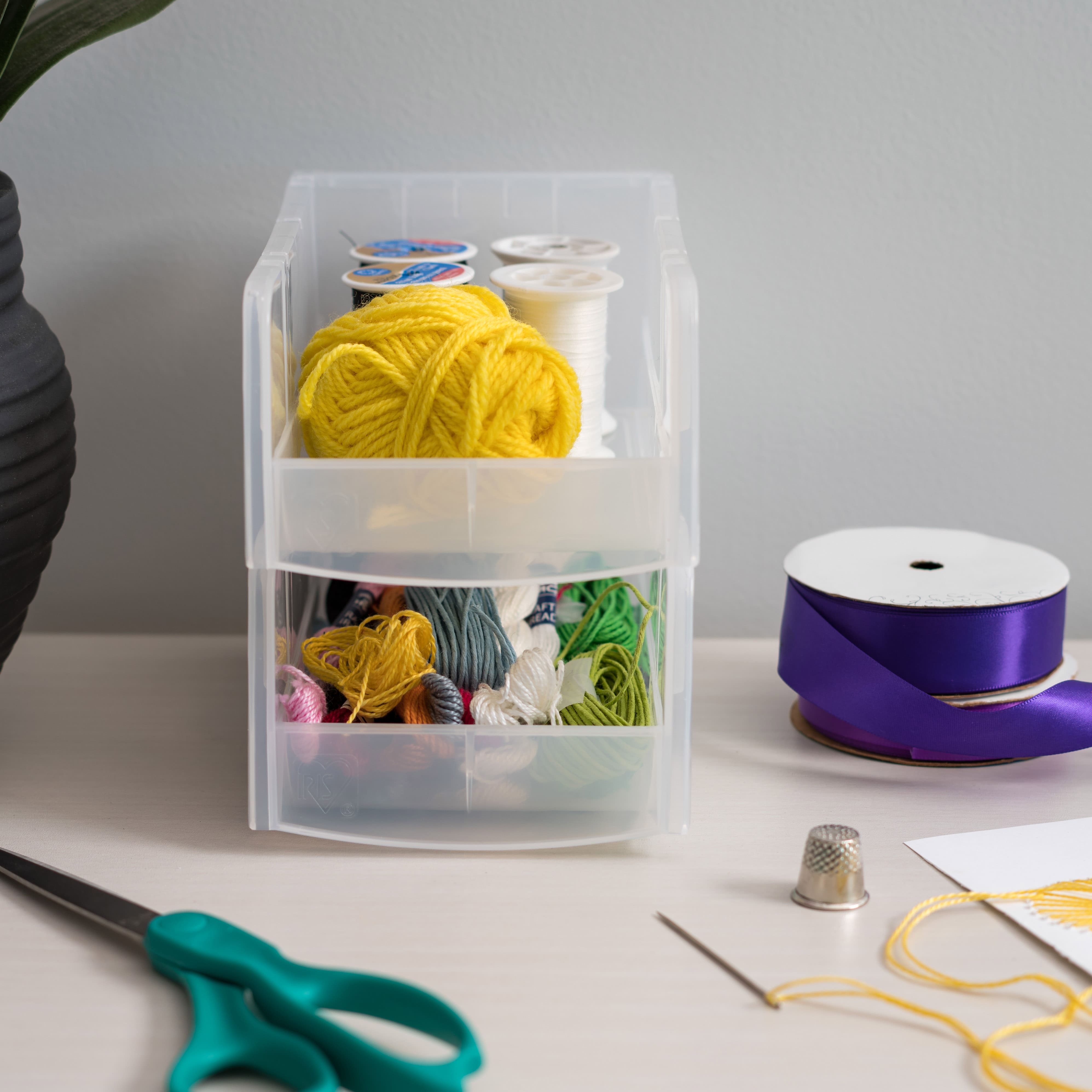 IRIS Small Clear Plastic Stacking Bin