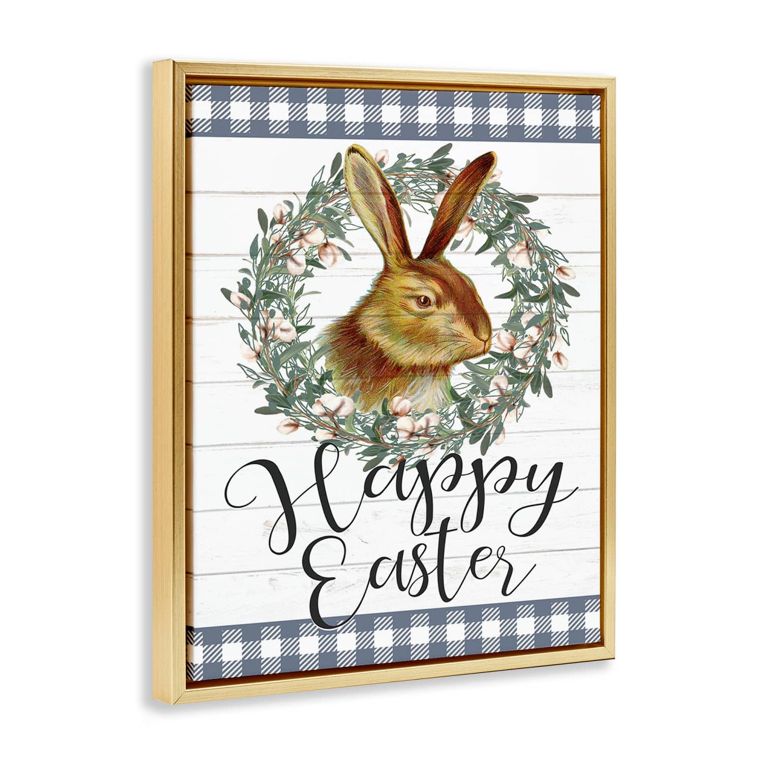 Stupell Industries Easter Bunny Wreath Phrase Floater Framed Art