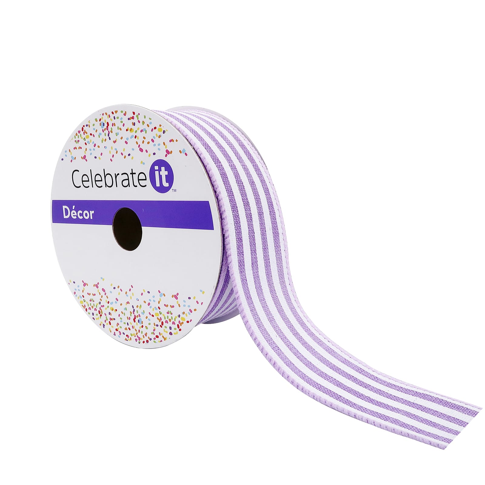 12 Pack: 1.5" x 10yd. Faux Linen Wired Thin Striped Ribbon by Celebrate It® Specialty