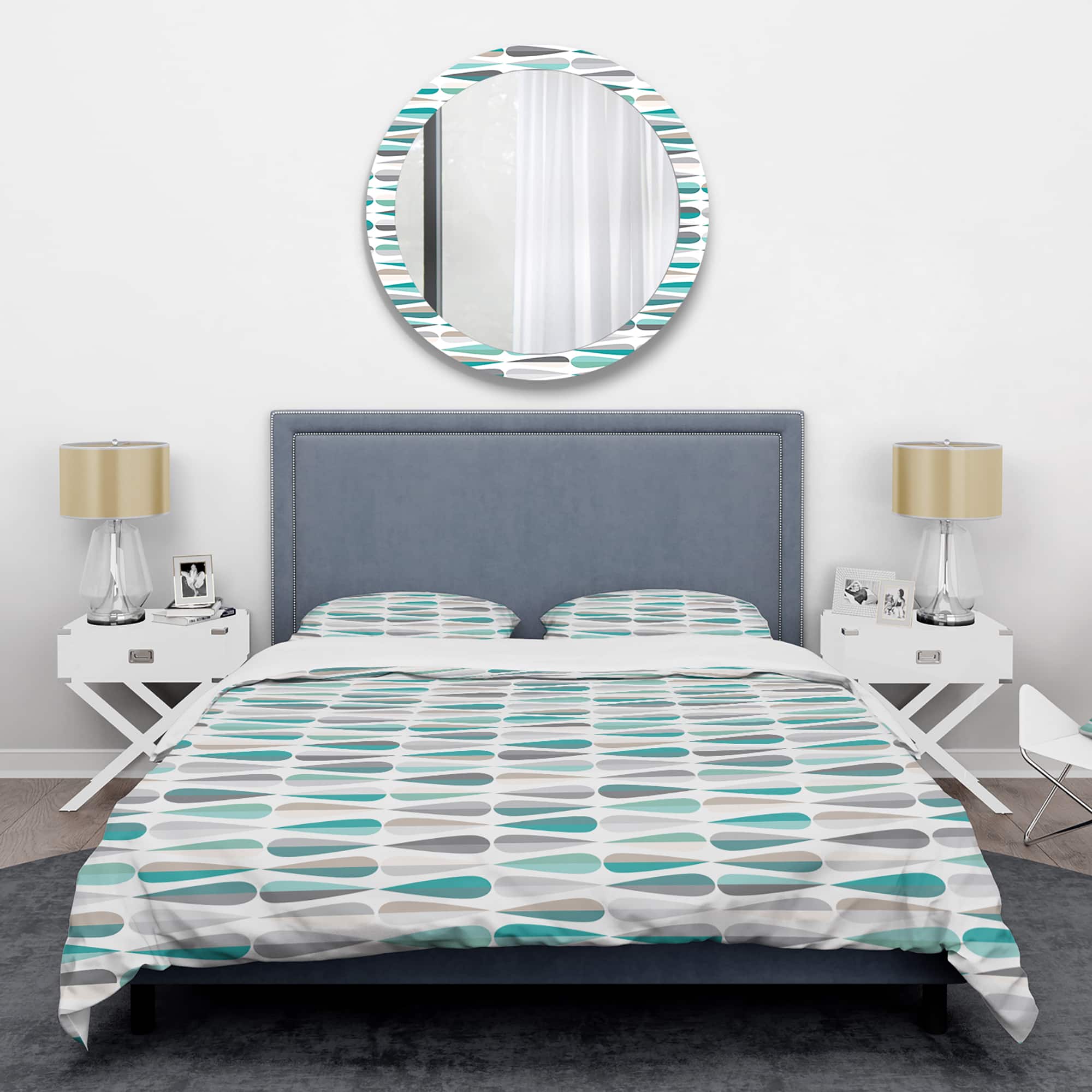 Designart 'Retro Abstract Drops III' Mid-Century Duvet Cover Set in Blue | Twin + 2 Sham | Michaels®