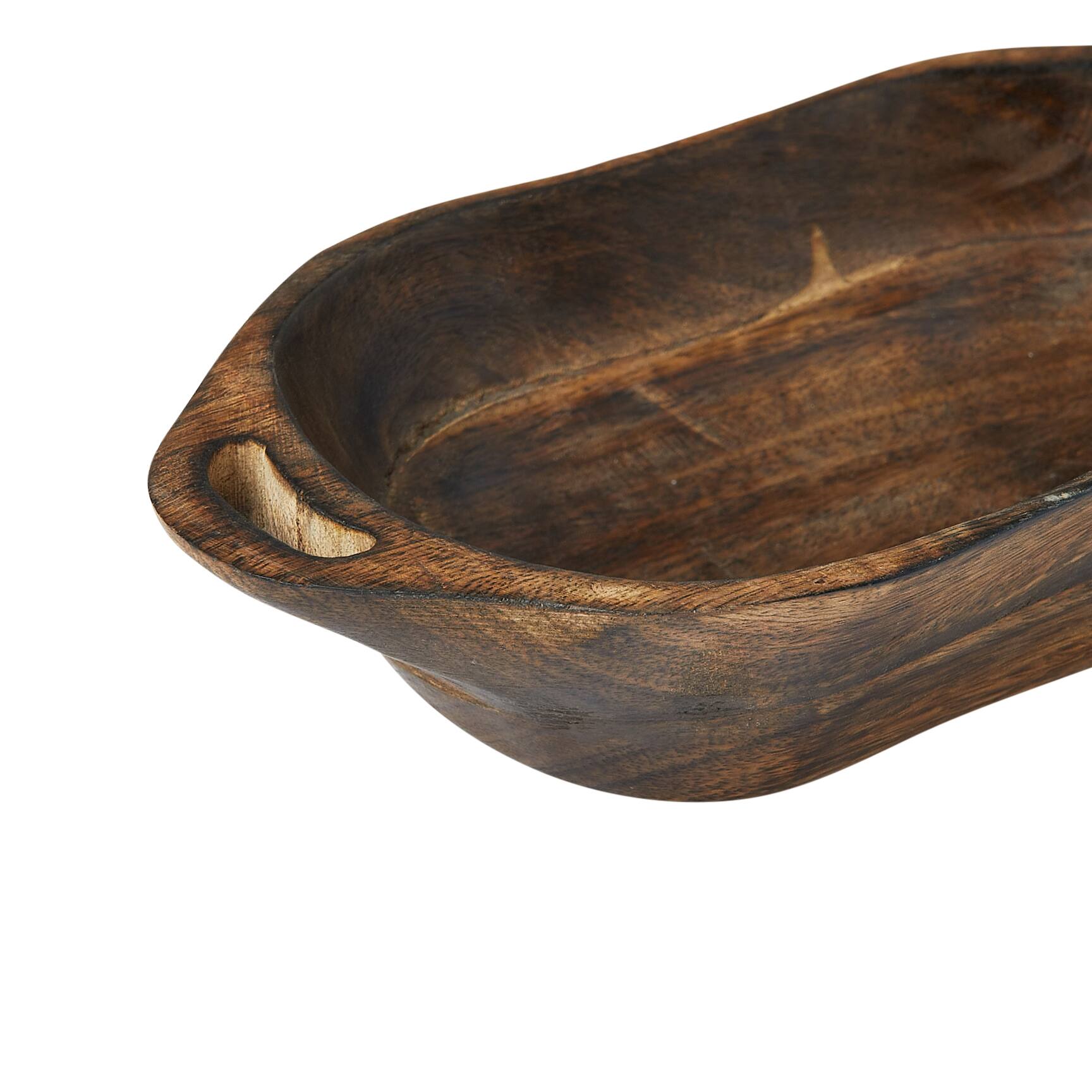Hello Honey® 9.5" Natural Carved Wood Tray with Handles