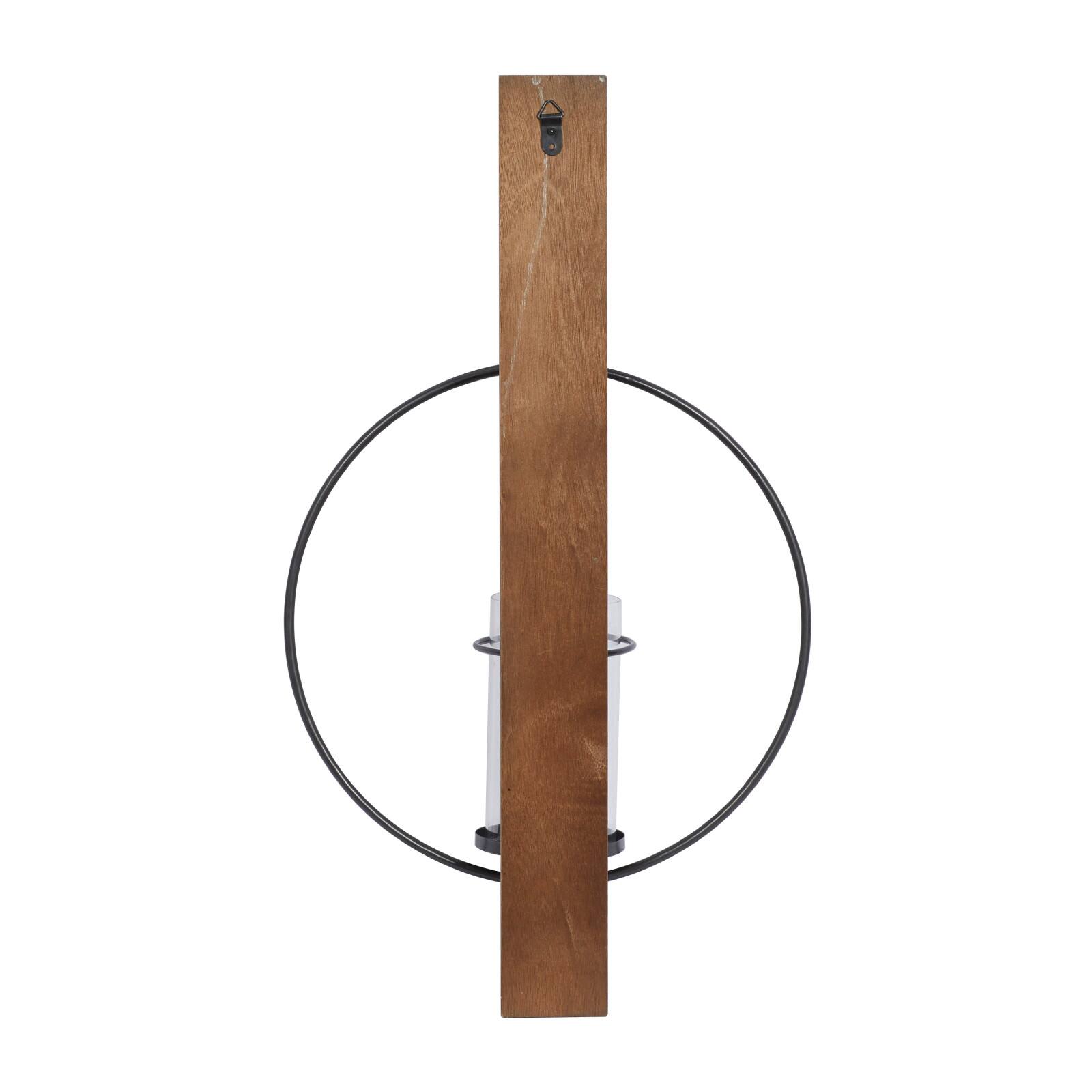 Farmhouse Brown Wood And Metal Wall Candle Holder, 28&#x22; x 16&#x22; x 6&#x22;
