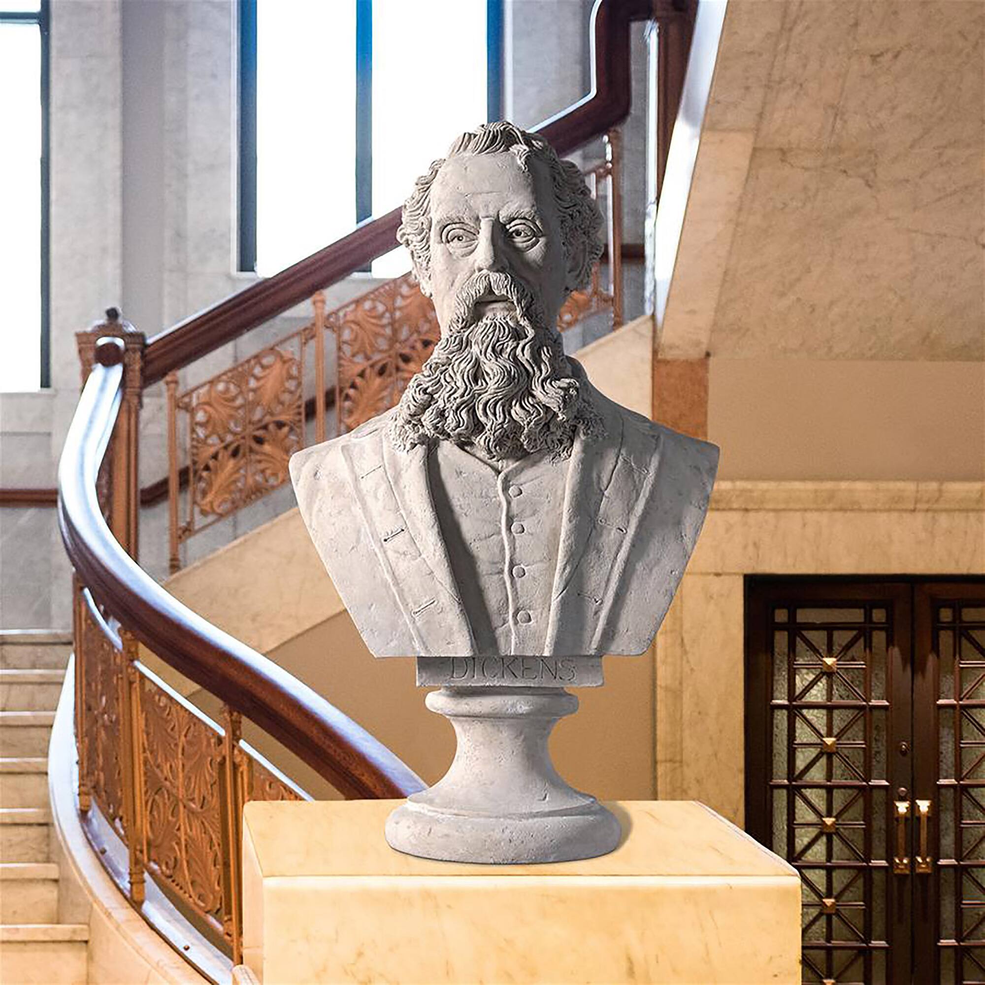 Design Toscano 30" Charles Dickens Sculptural Bust