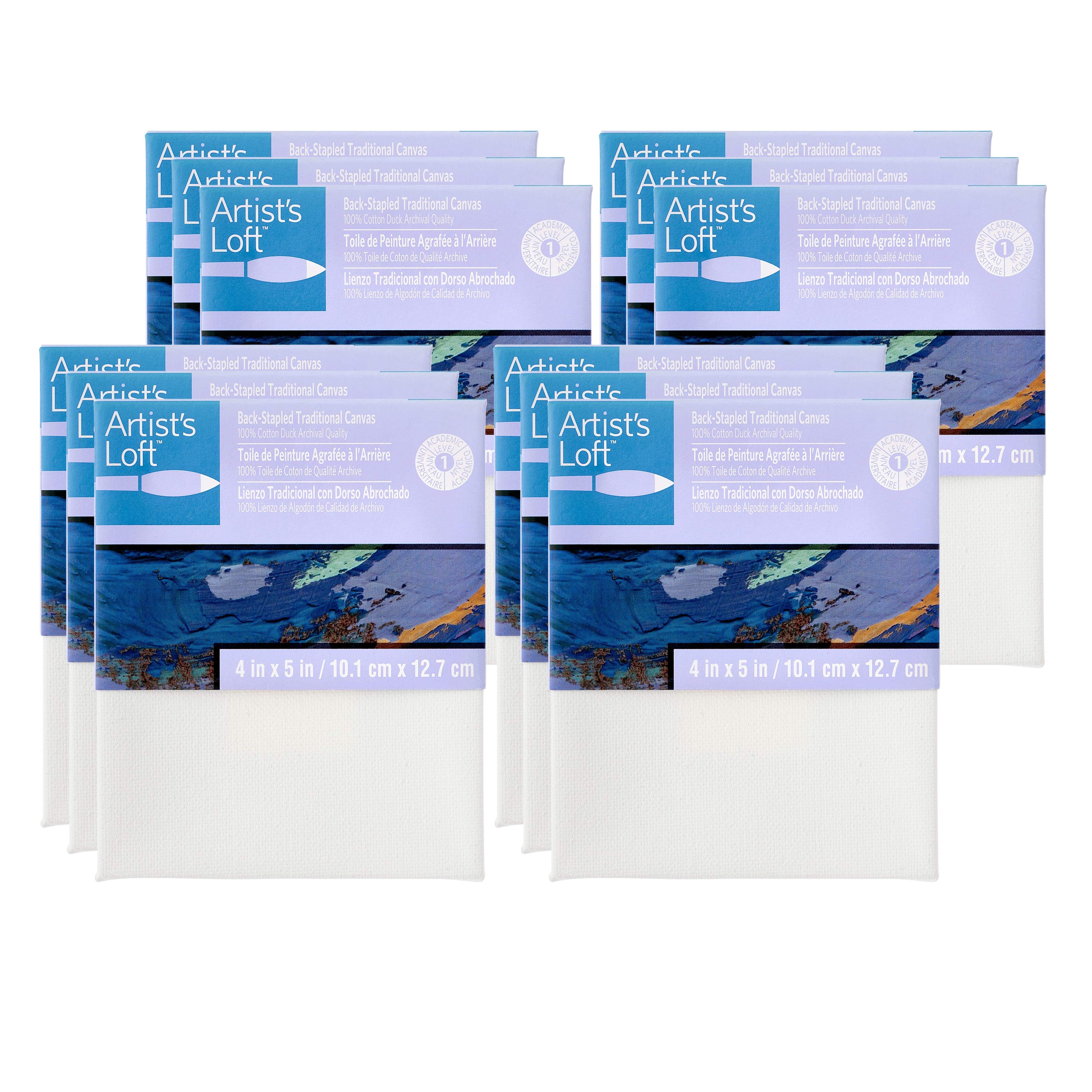 12 Pack: Level 1 Back Stapled Traditional Canvas by Artist's Loft™