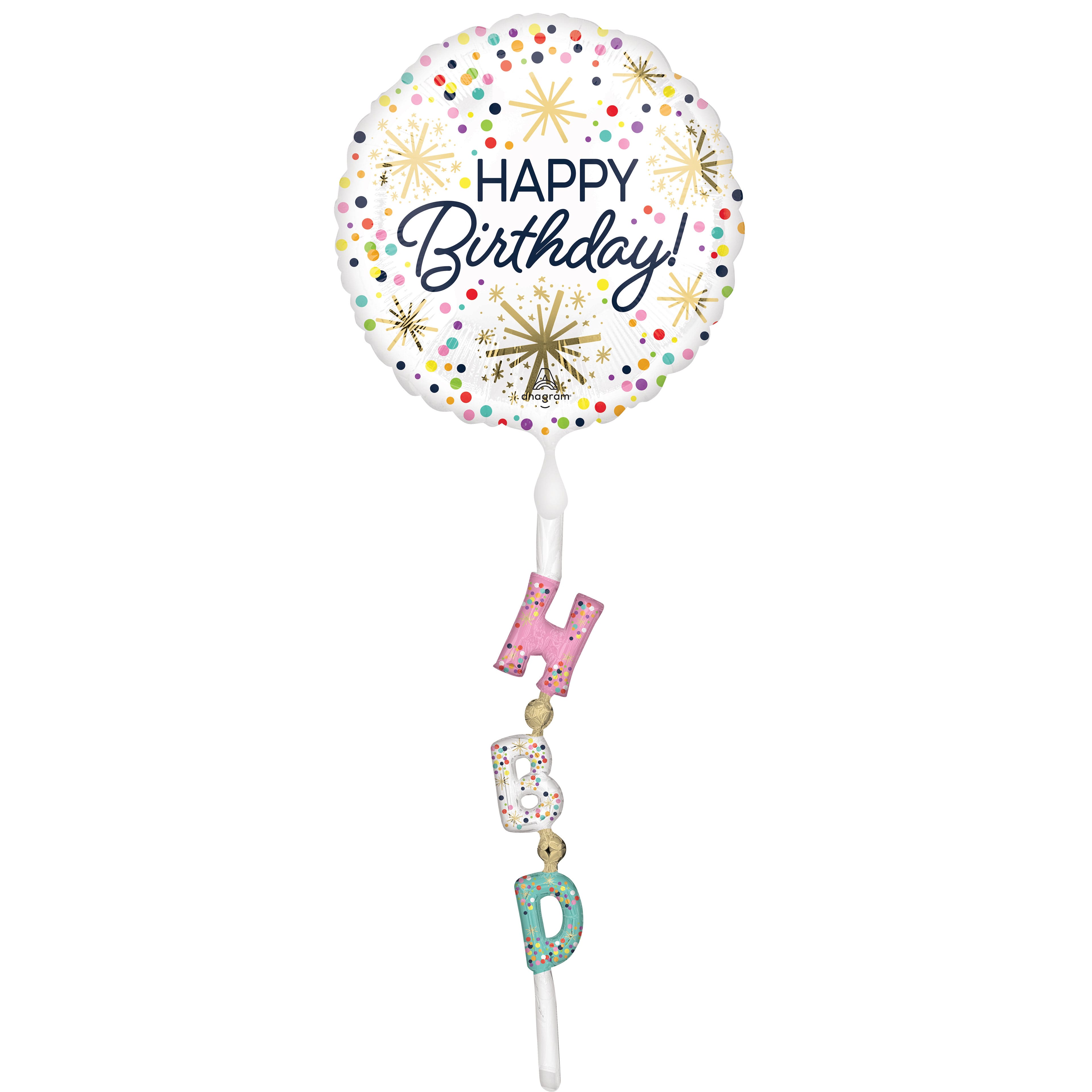 69&#x22; Confetti Sprinkle Happy Birthday Foil Balloon