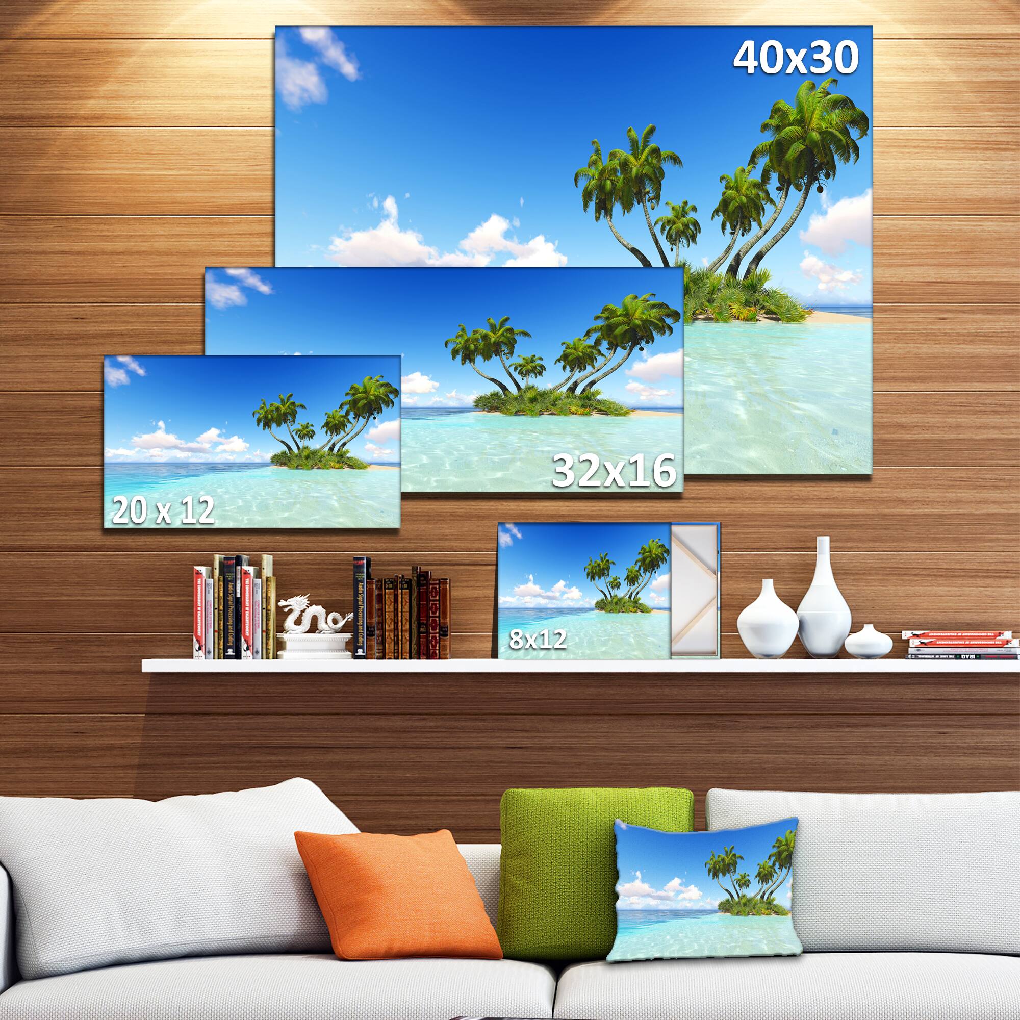Designart - Corals Island under Blue Sky - Seascape Canvas Art Print