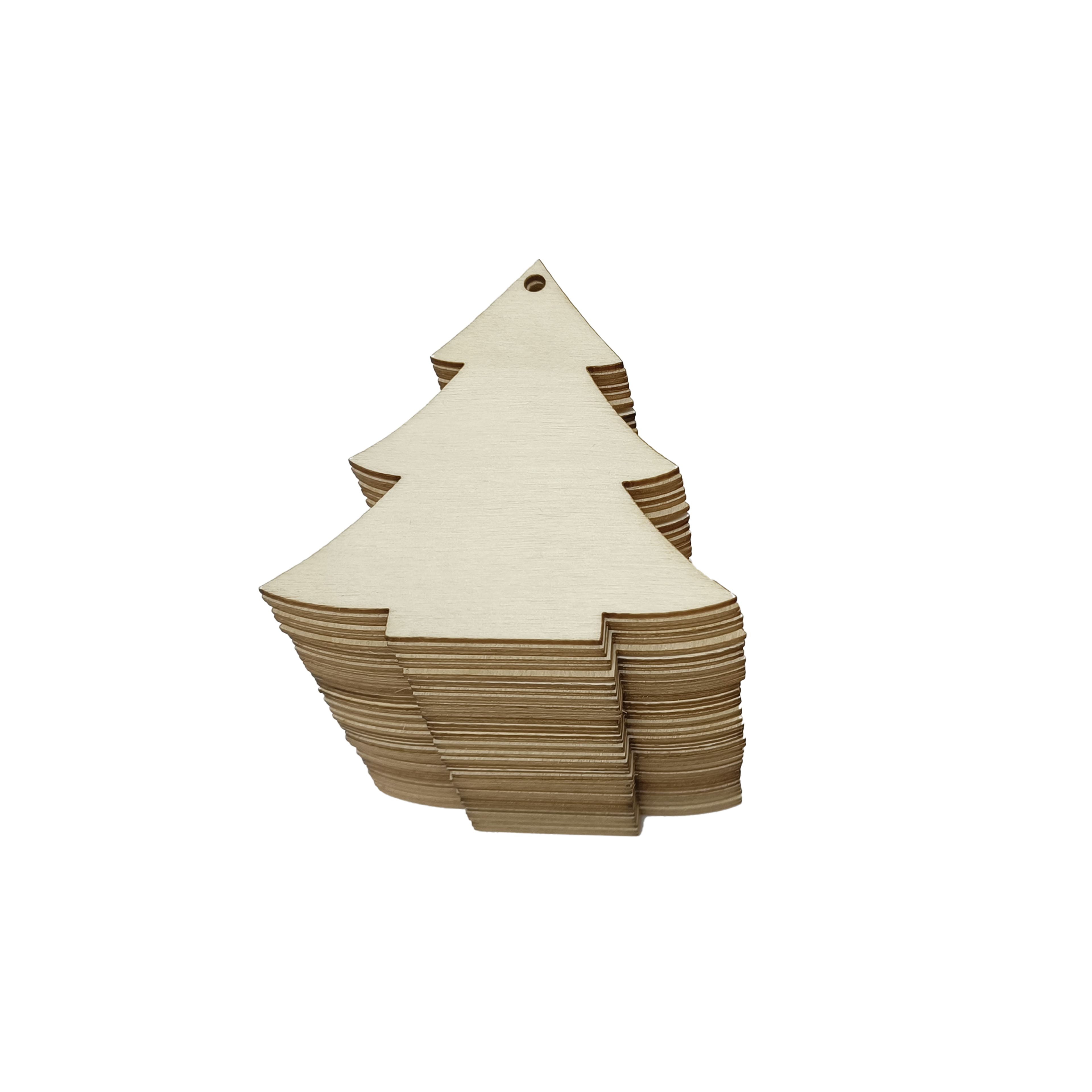 50 Pack 3&#x22; Tree DIY Plywood Ornaments by Make Market&#xAE;