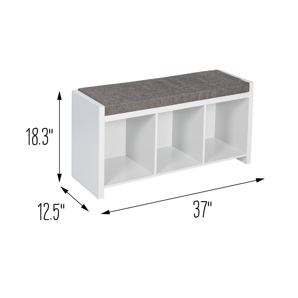 Honey Can Do White Cube Organizer Bench with Shoe Storage and Seat Cushion