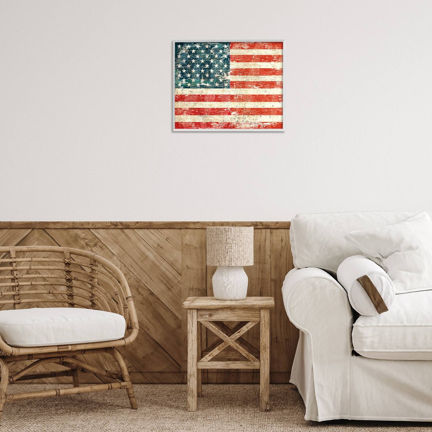 Stupell Industries Rustic American Flag Framed Giclee Art