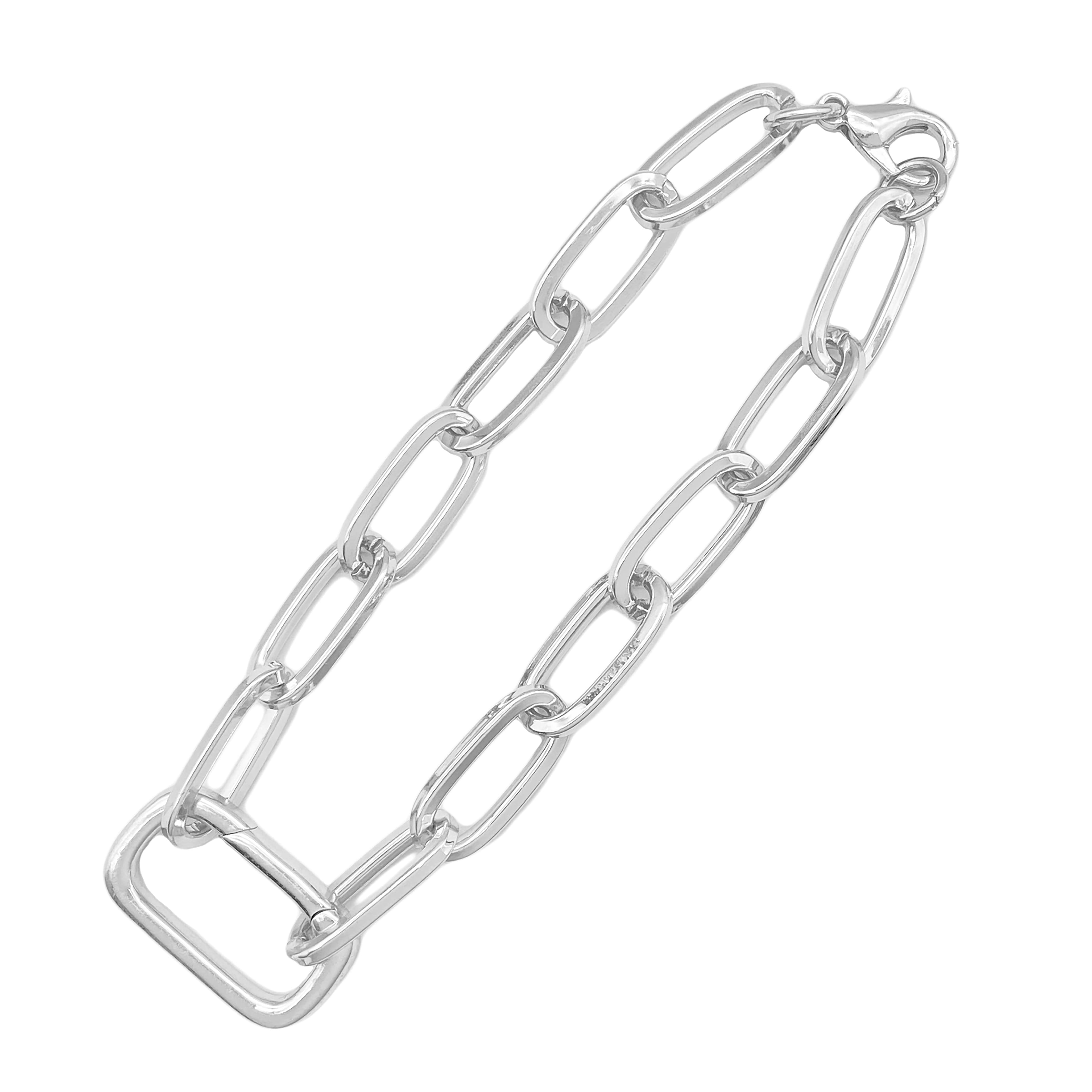 7.1&#x22; Silver Paperclip Link Charm Bracelet by Bead Landing&#x2122;