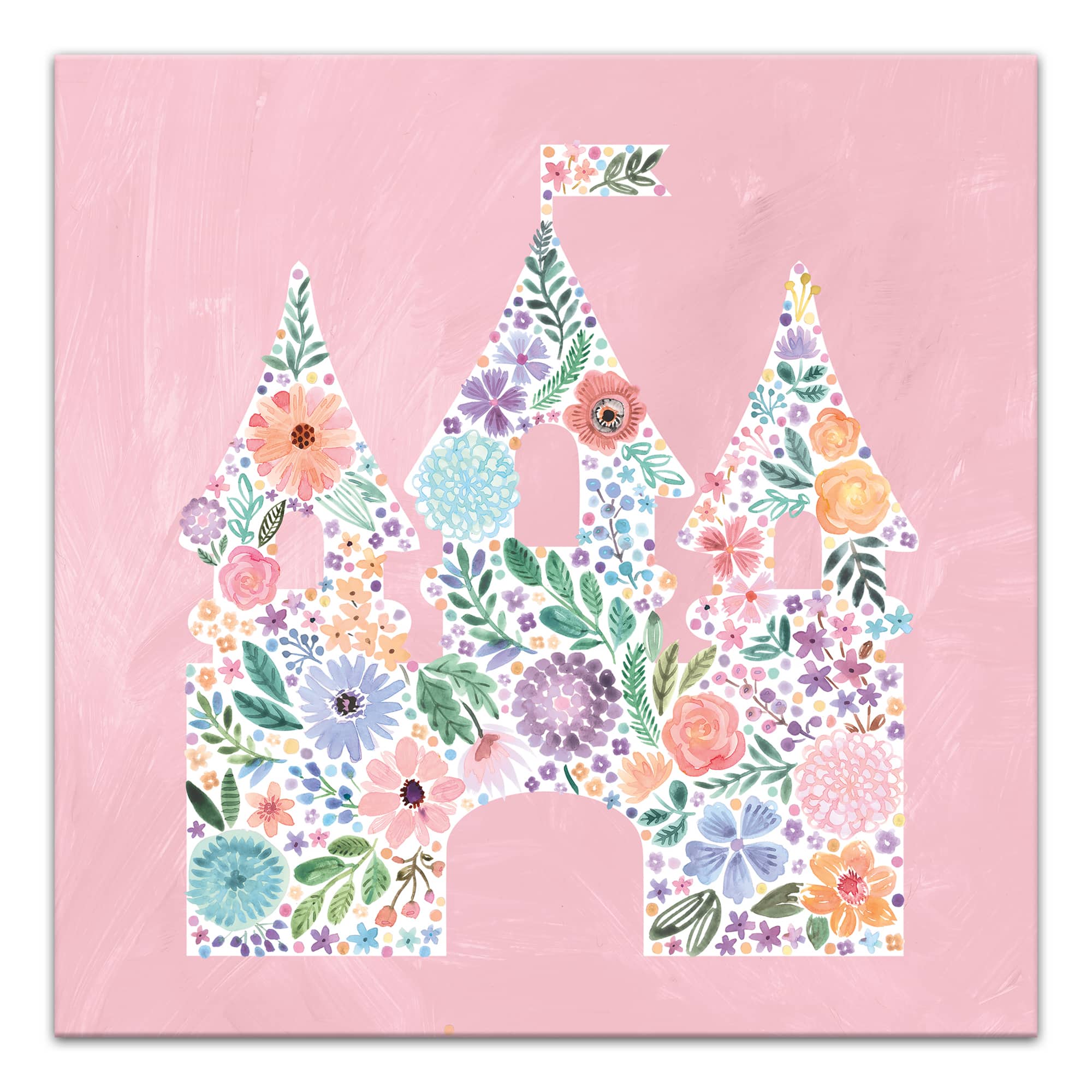 Floral Castle 16" x 16" Canvas Wall Art