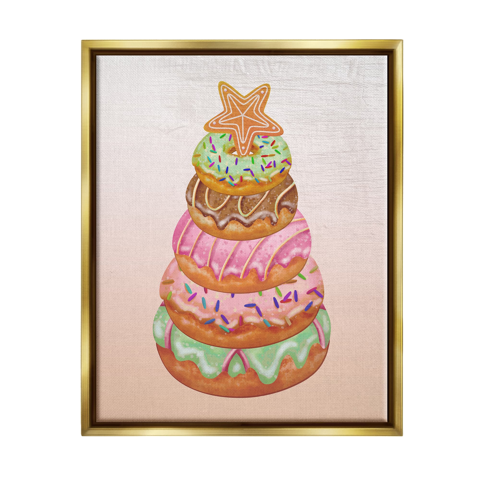Stupell Industries Seasonal Sweets Stacked Donuts Framed Floater Canvas Wall Art