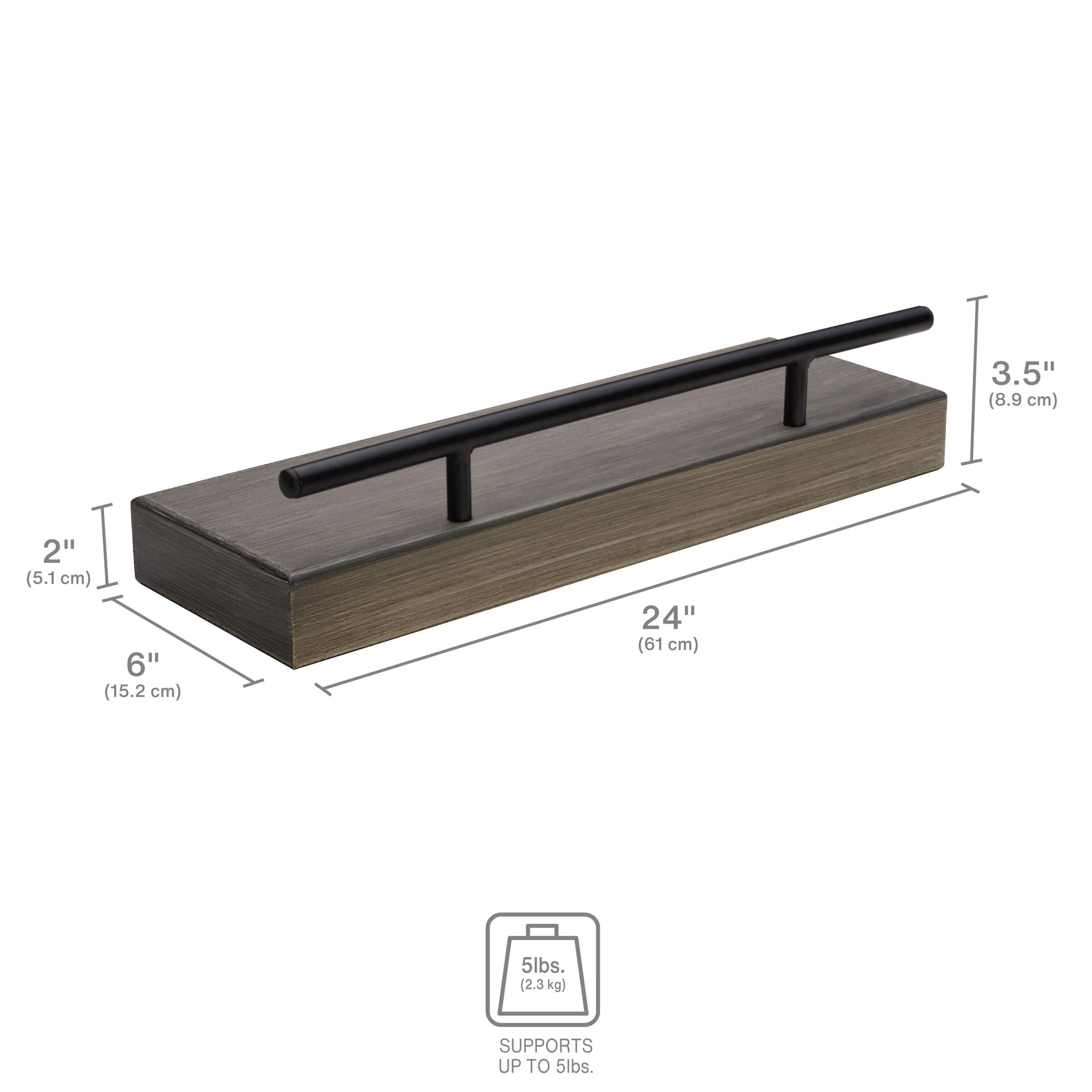 Melannco MDF &#x26; Metal Railing 24&#x22; Shelf