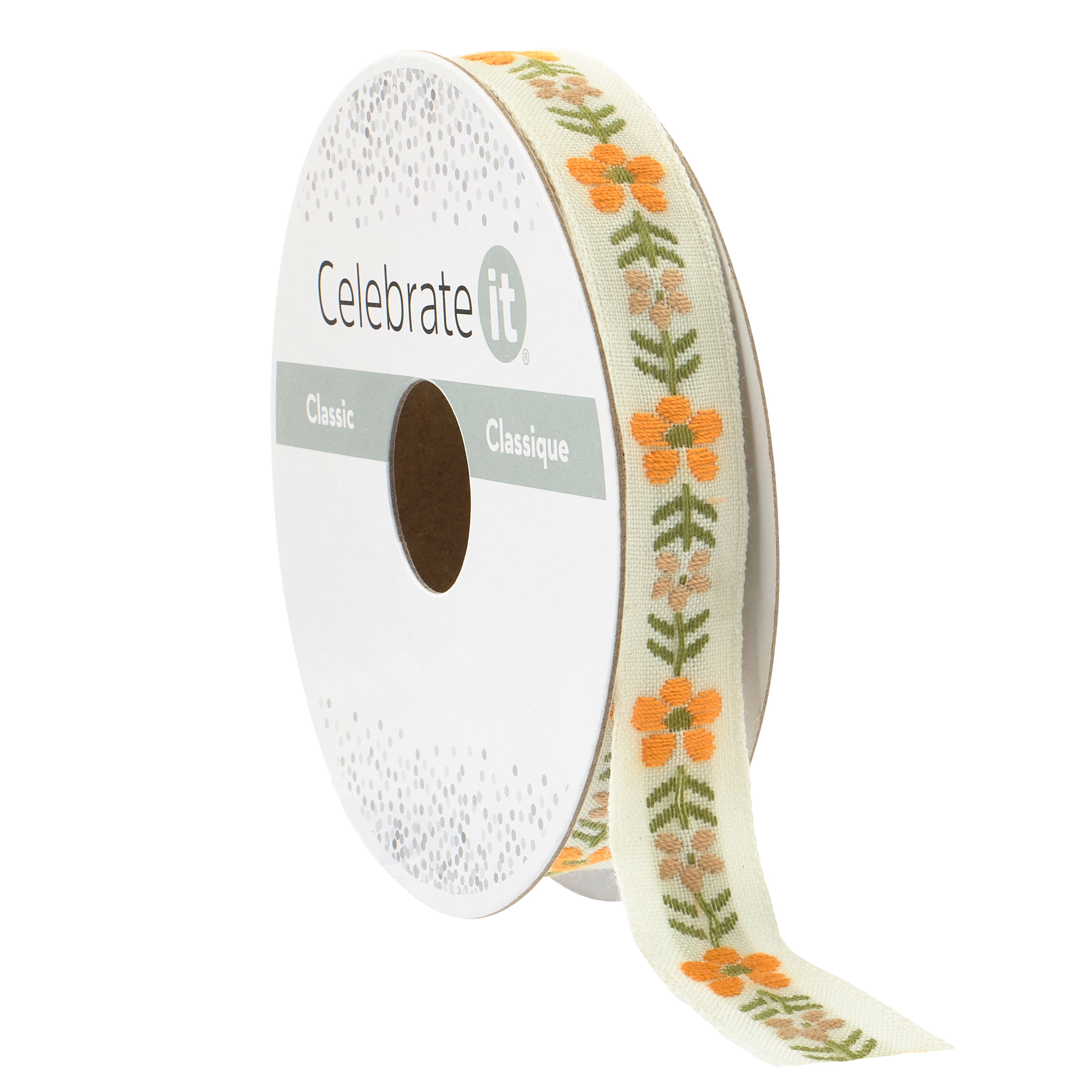 1/2&#x22; x 7yd. Yellow Jacquard Ribbon by Celebrate It&#xAE; Classic