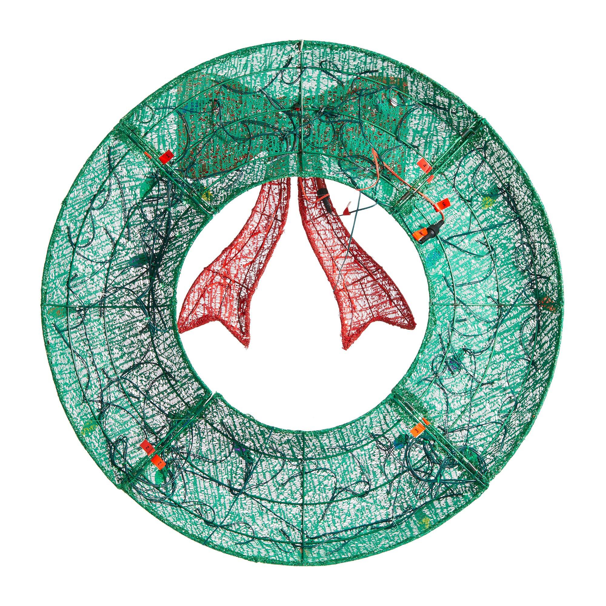 Glitzhome&#xAE; 3ft. Lighted Christmas 3D Mesh Wreath Outdoor D&#xE9;cor