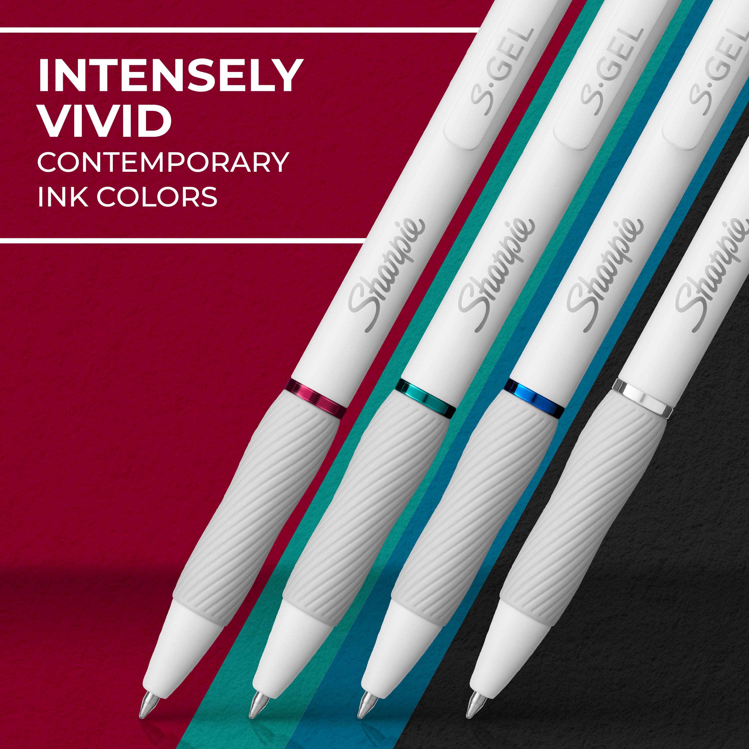 Sharpie® S-Gel™ 0.7mm Medium Point Classic Pens with White Fashion Barrel, 4ct.