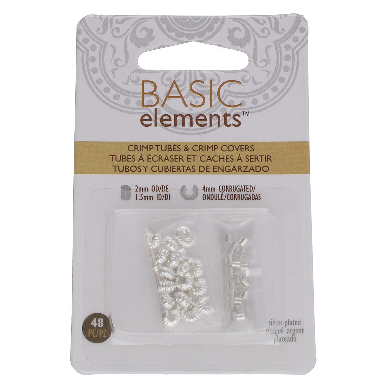 The Beadsmith® Basic Elements™ Silver-Plated Corrugated Crimp Tubes & Covers