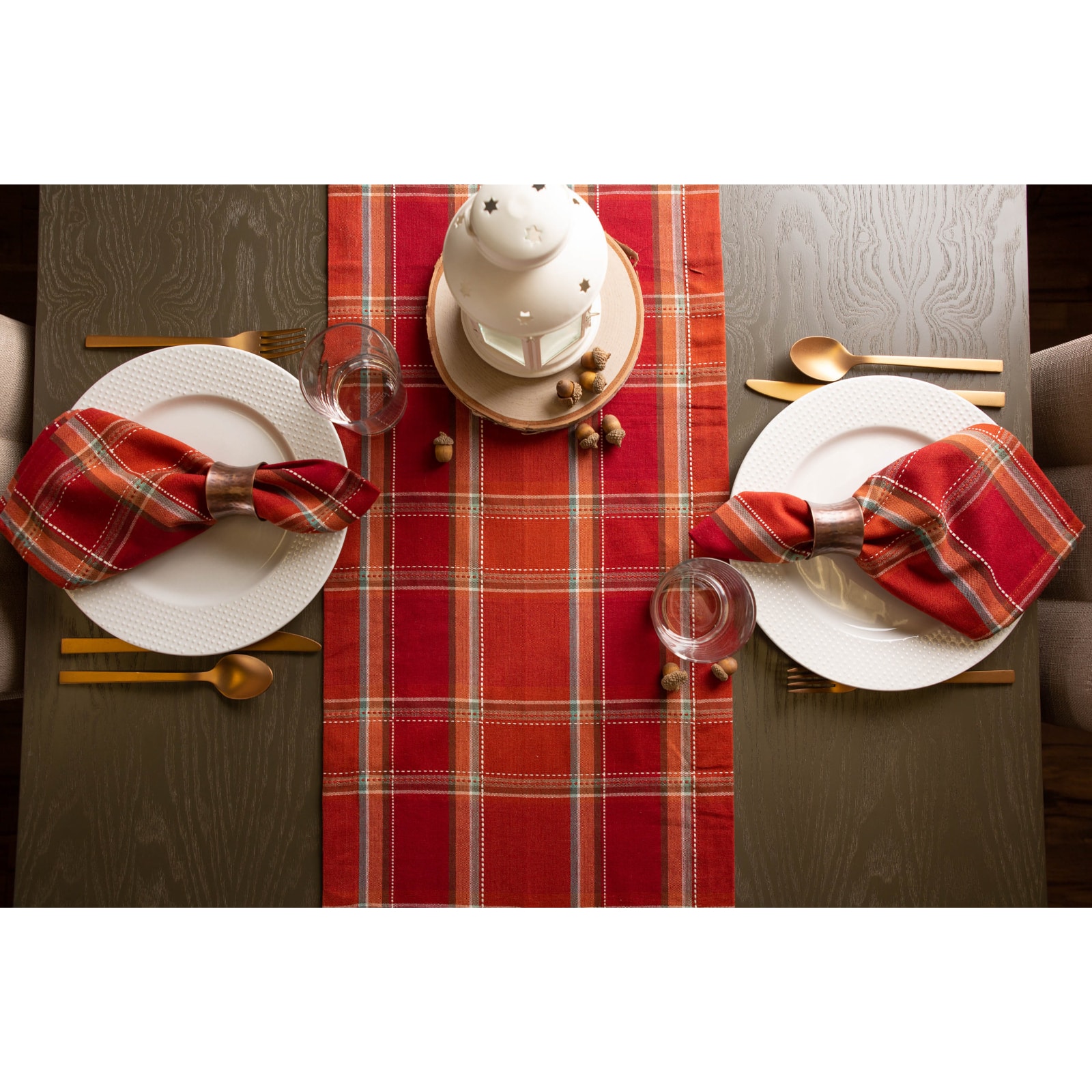 DII® 72" Autumn Spice Plaid Table Runner