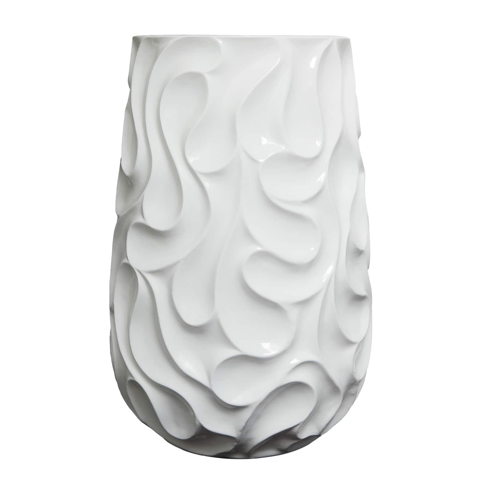 24&#x22; White Wave Textured Vase