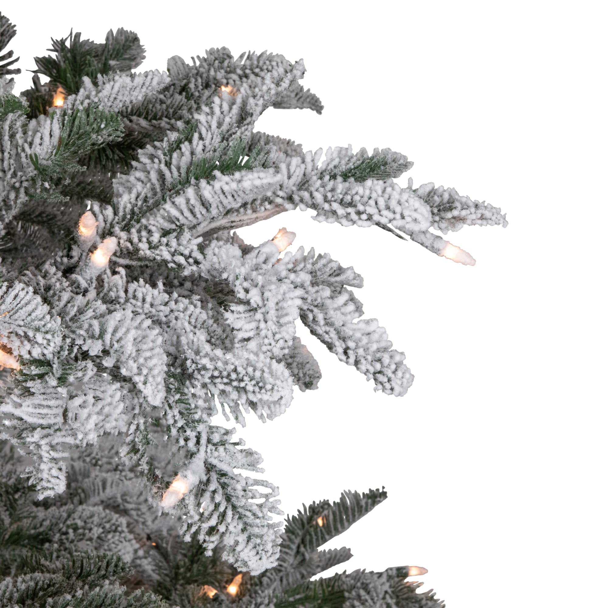 6.5ft. Pre-Lit Real Touch™️ Full Flocked Whistler Noble Fir Artificial Christmas Tree, Clear Lights