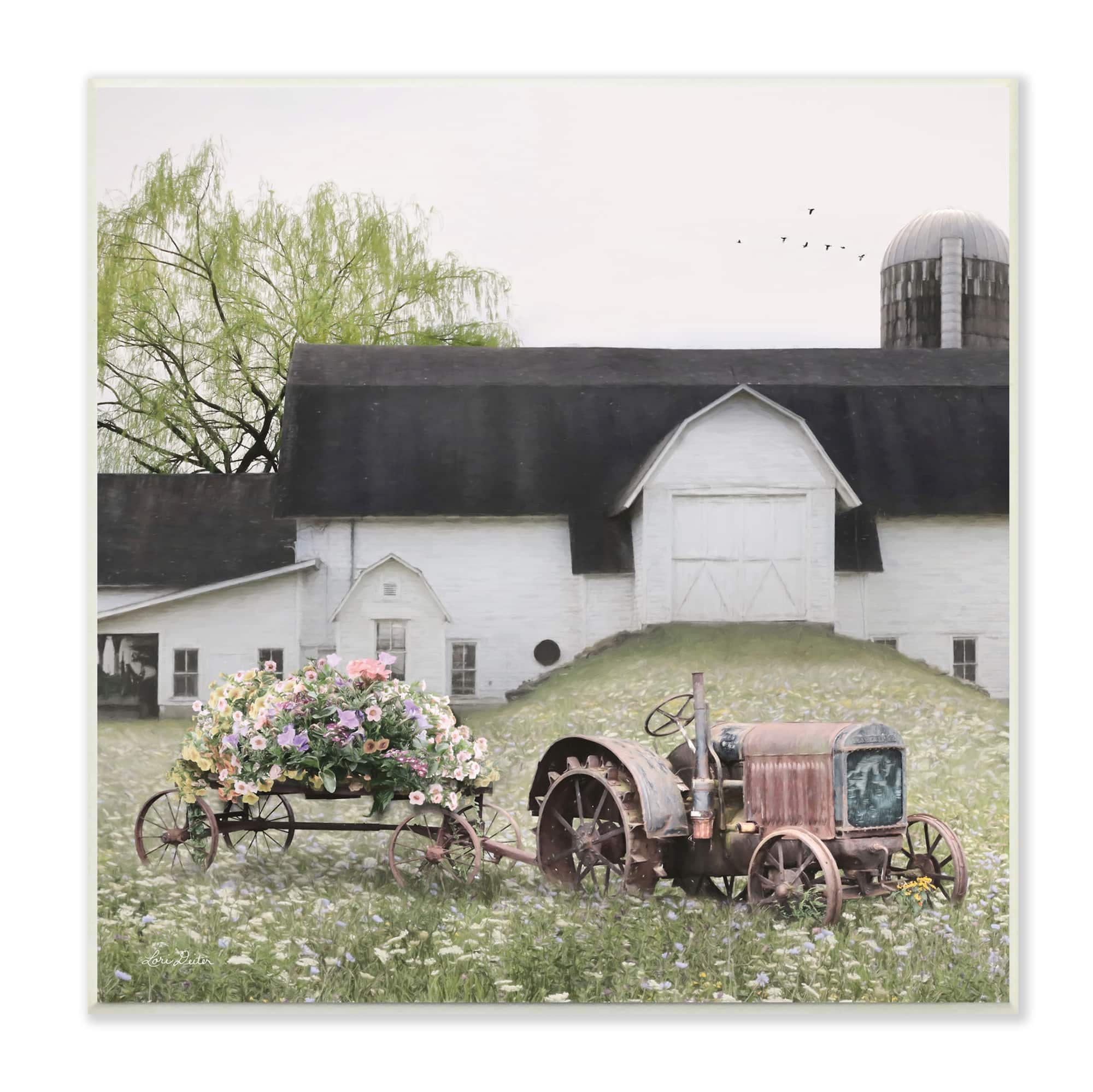 Stupell Industries Tractor in Flower Field Wall Plaque Art