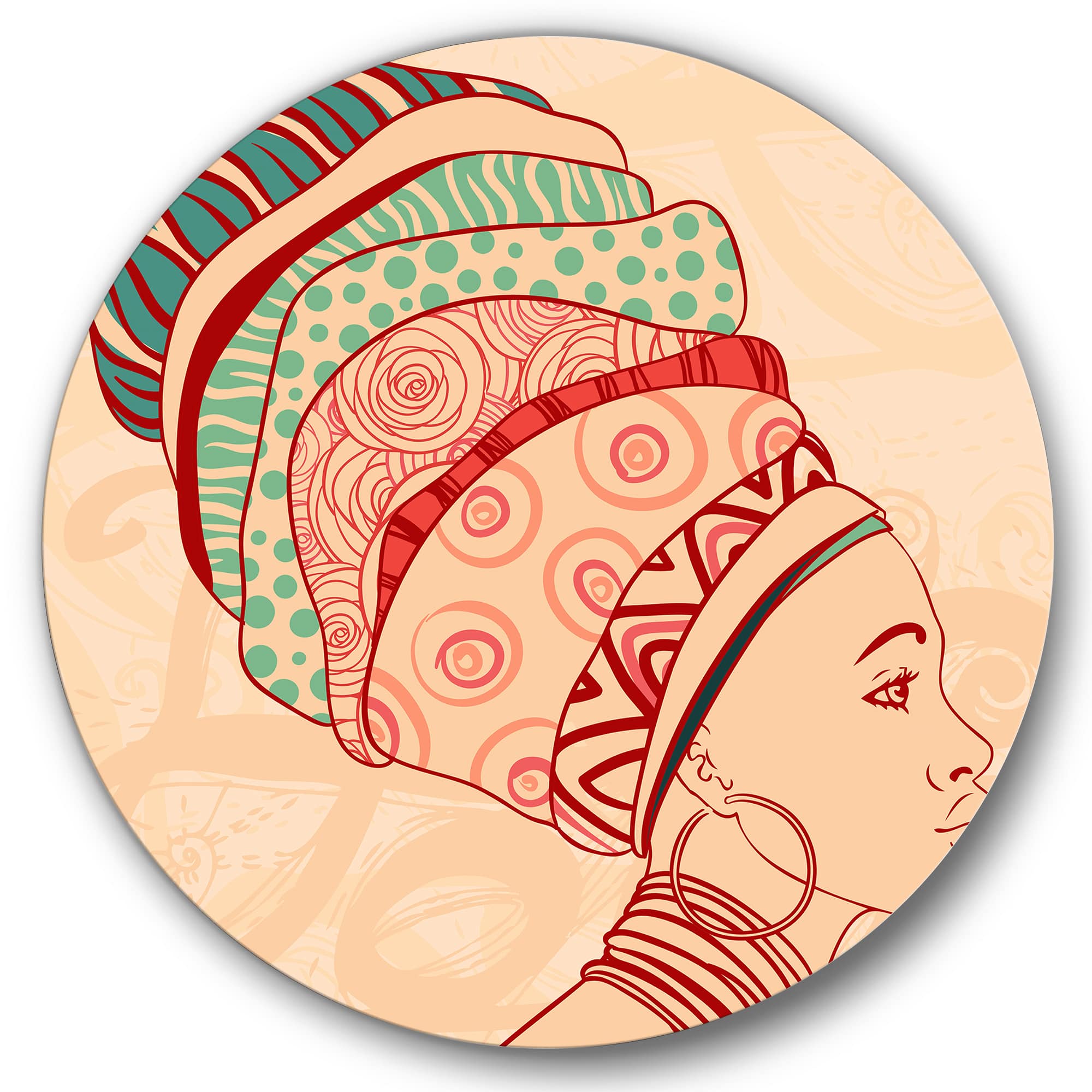 Designart - African American Woman with Turban II - Modern Metal Circle Wall Art