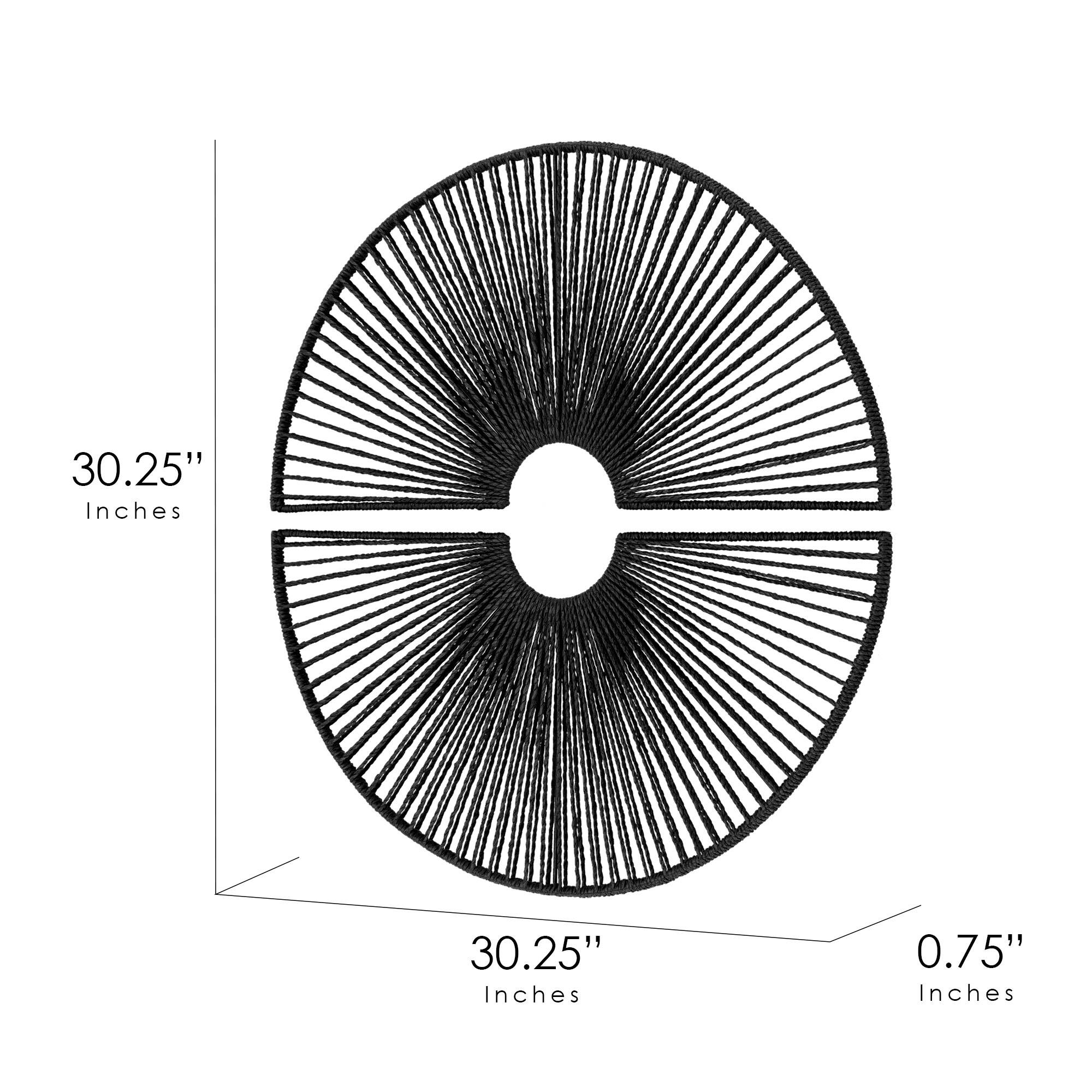 American Art Decor Twin Eclipses 2-Piece Black Paper Rope Wall Art - 30.25" x 30.25"