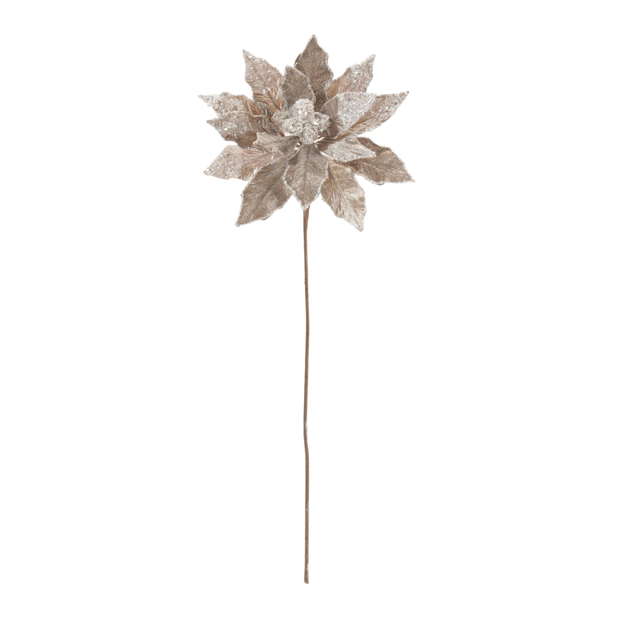 28&#x22; Beaded Velvet Poinsettia Flower Stems, 2ct.