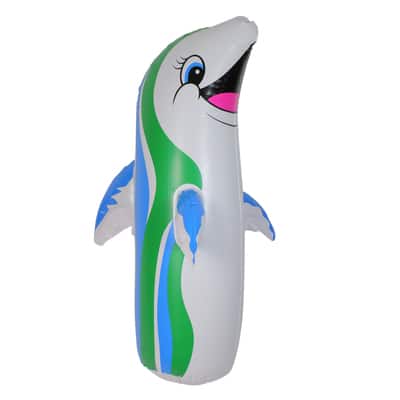 Swim Central 3ft. White & Blue Inflatable Dancing Dolphin