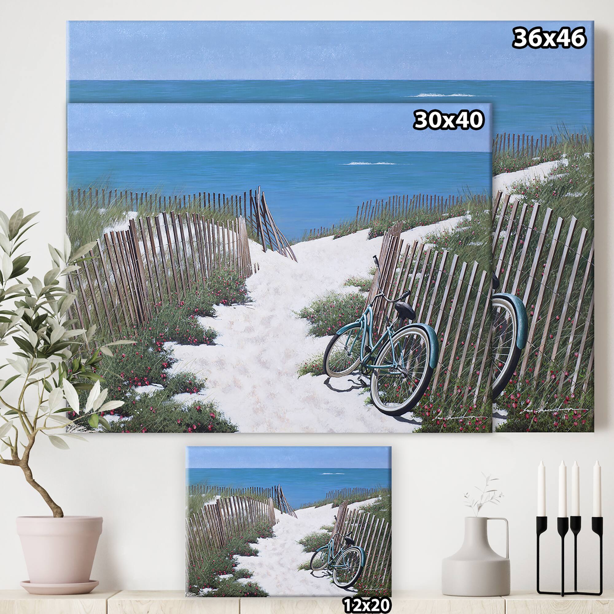 Designart - Beach Bike - Nautical & Coastal Canvas Wall Art