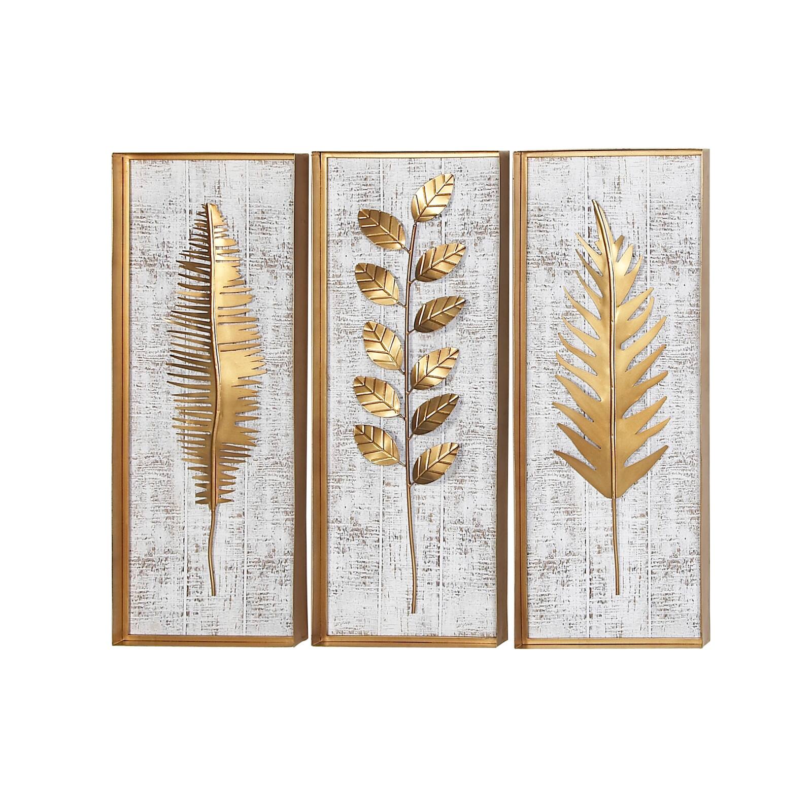 32&#x22; Gold Contemporary Floral Wall D&#xE9;cor Set