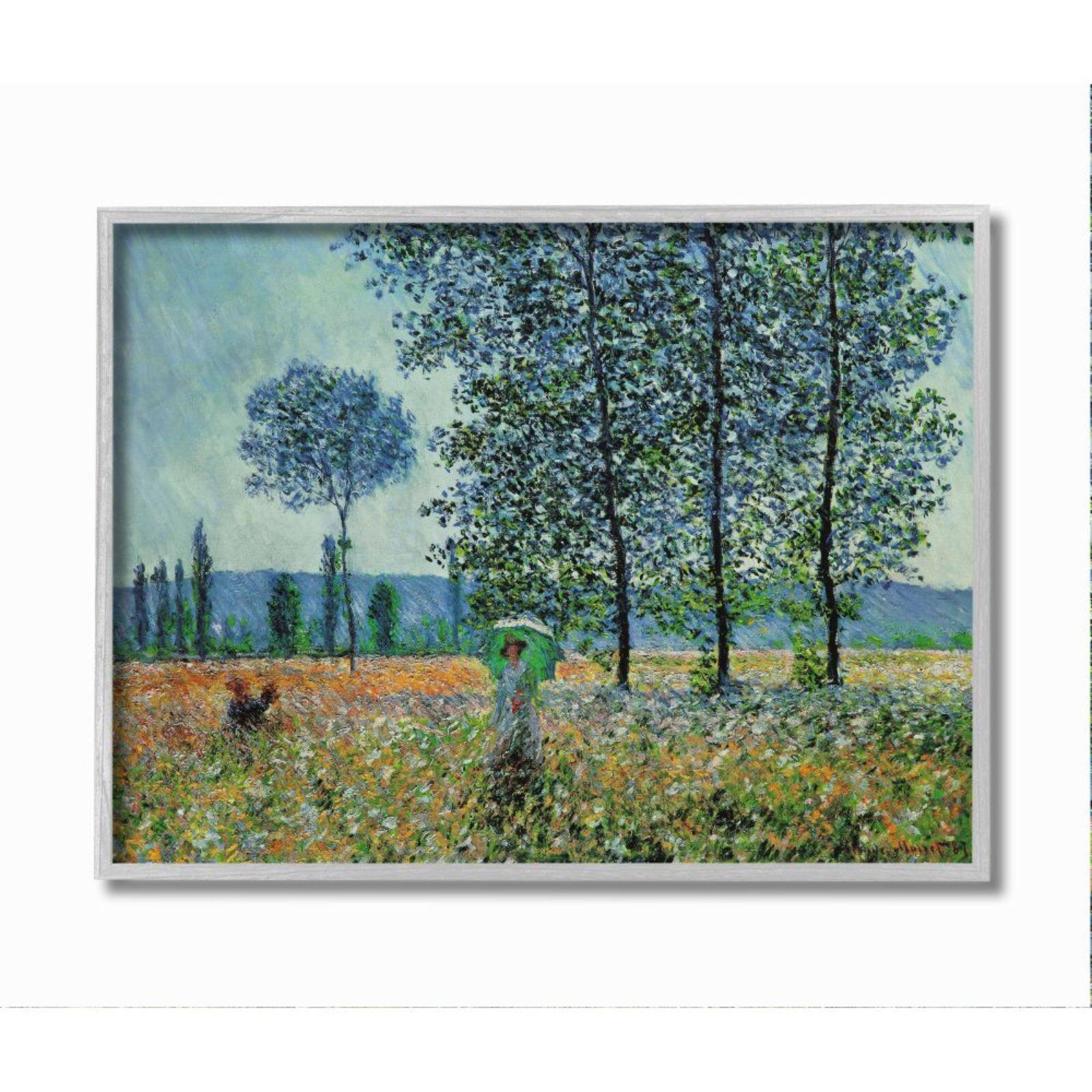 Stupell Industries Classic Monet Felder Painting Woman with Parasol Gray Framed Giclee Textured Wall Art
