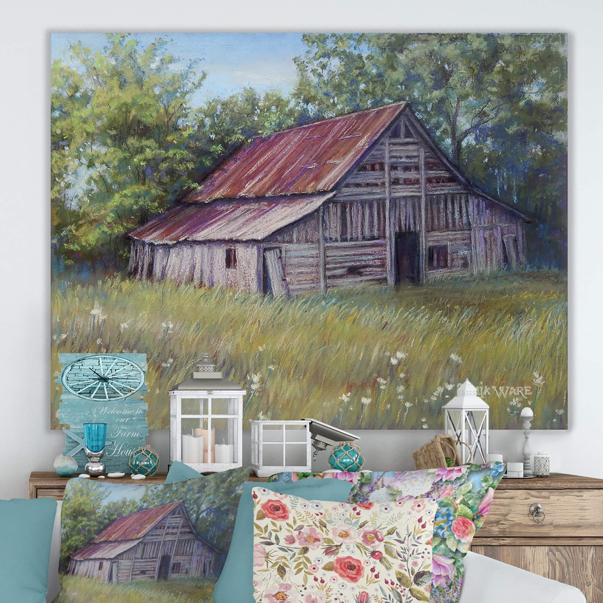 Designart - Faded Beauty - Farmhouse Canvas Artwork