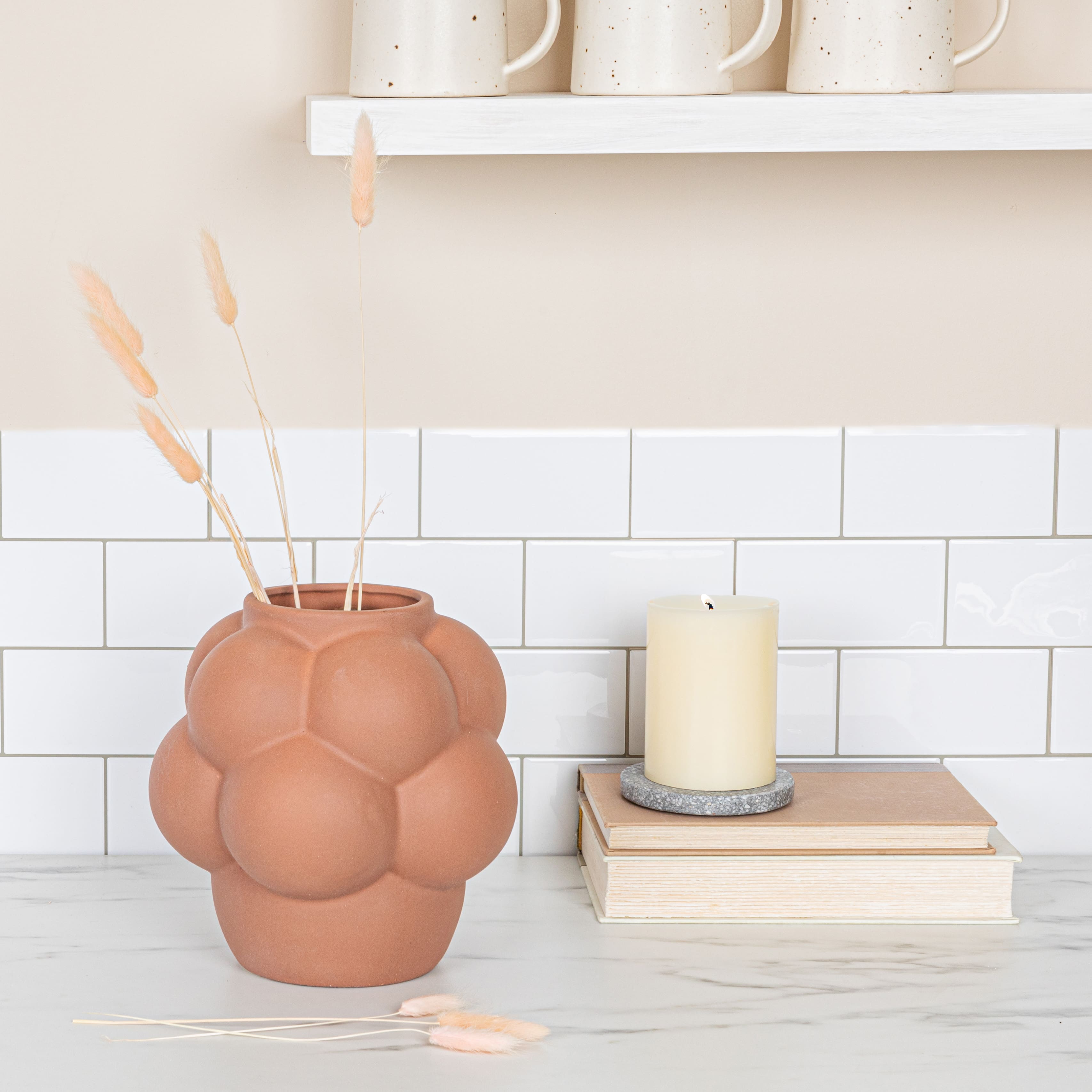 Hello Honey® 8" Terra Cotta Raised Dots Ceramic Vase