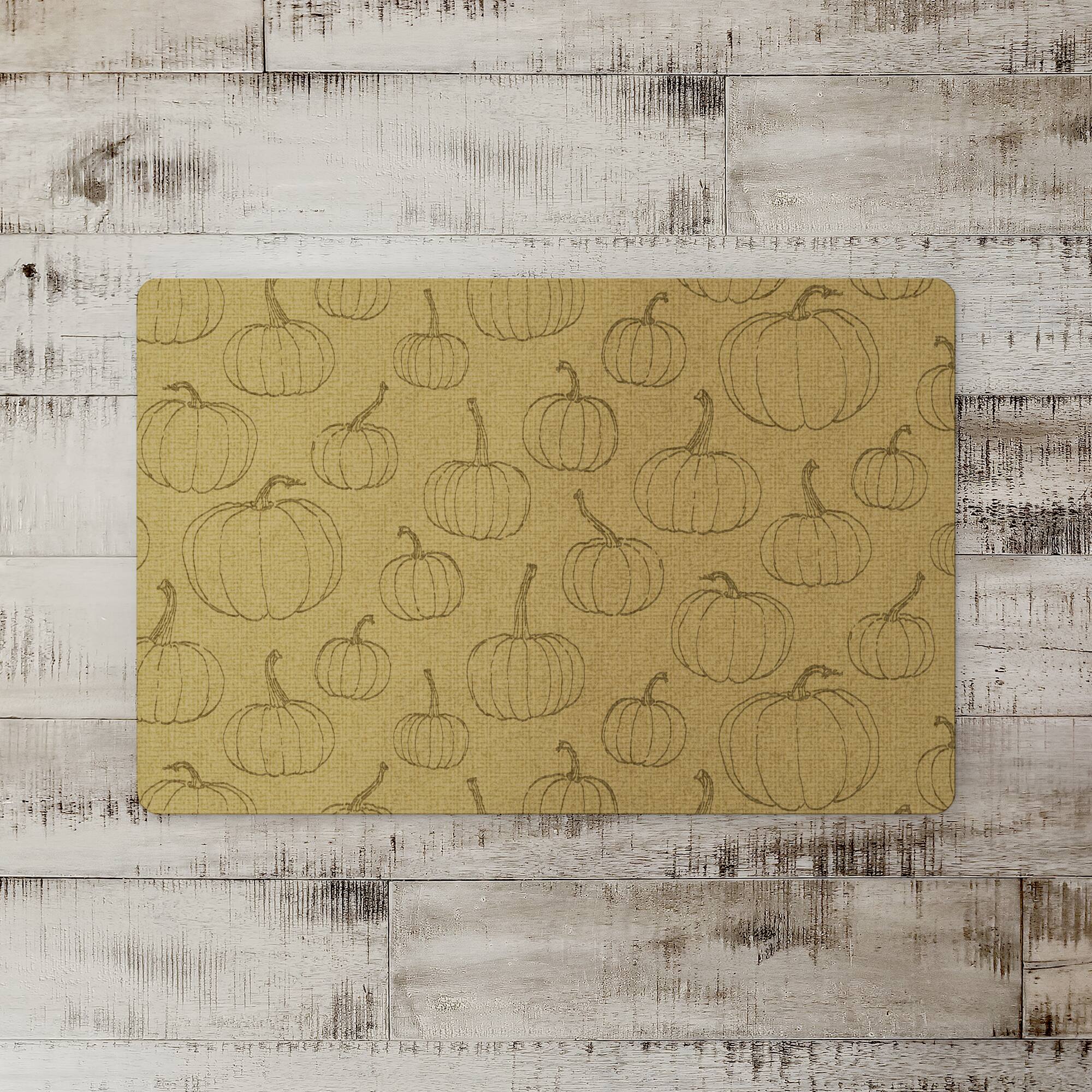 Mustard Yellow Pumpkin Pattern Floor Mat