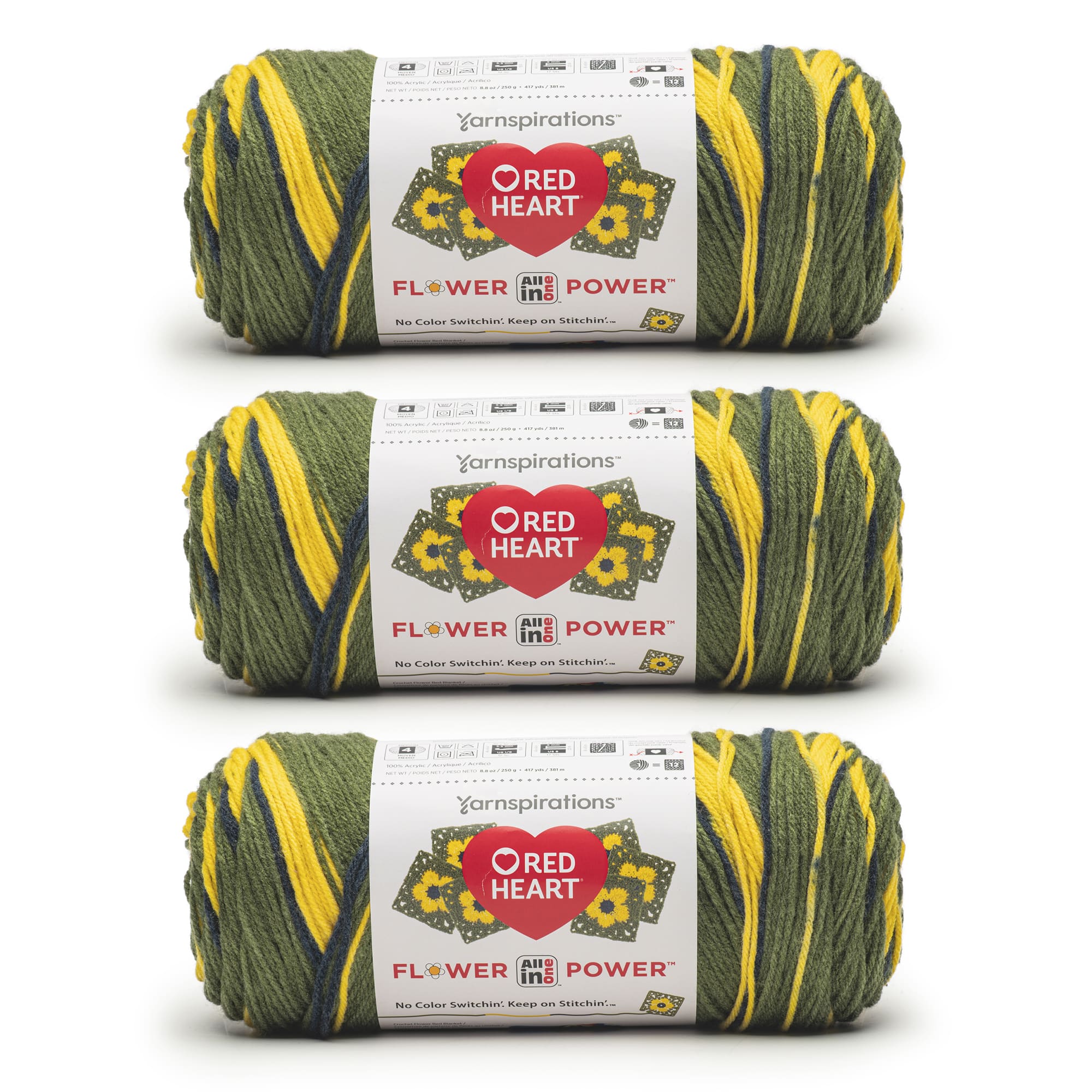 3 Pack Red Heart&#xAE; All In One Flower Power&#x2122; Yarn
