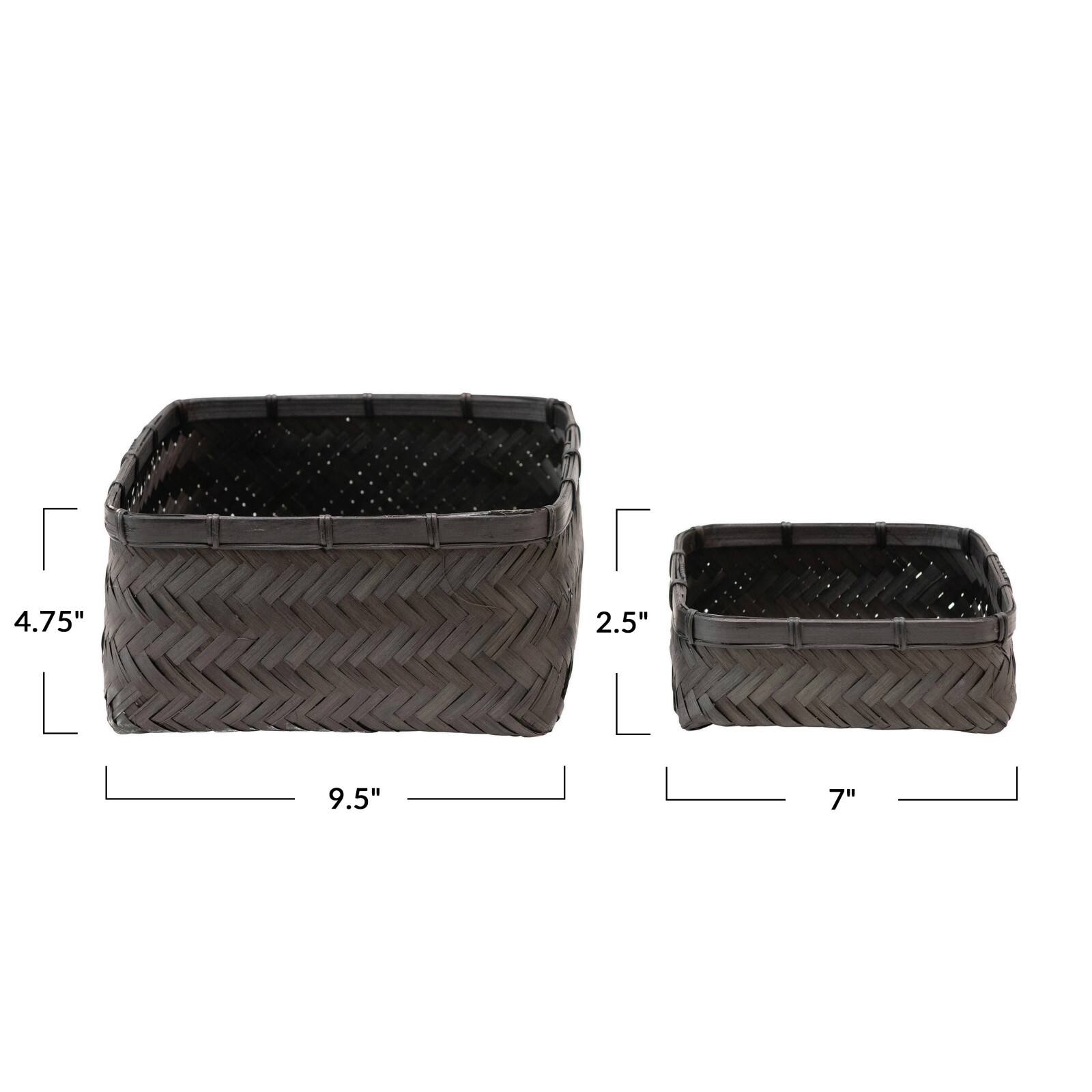 Hello Honey® Black Bamboo & Water Hyacinth Basket Set